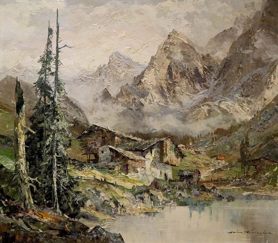 Oil painting Landscape of the village (1 of 9)