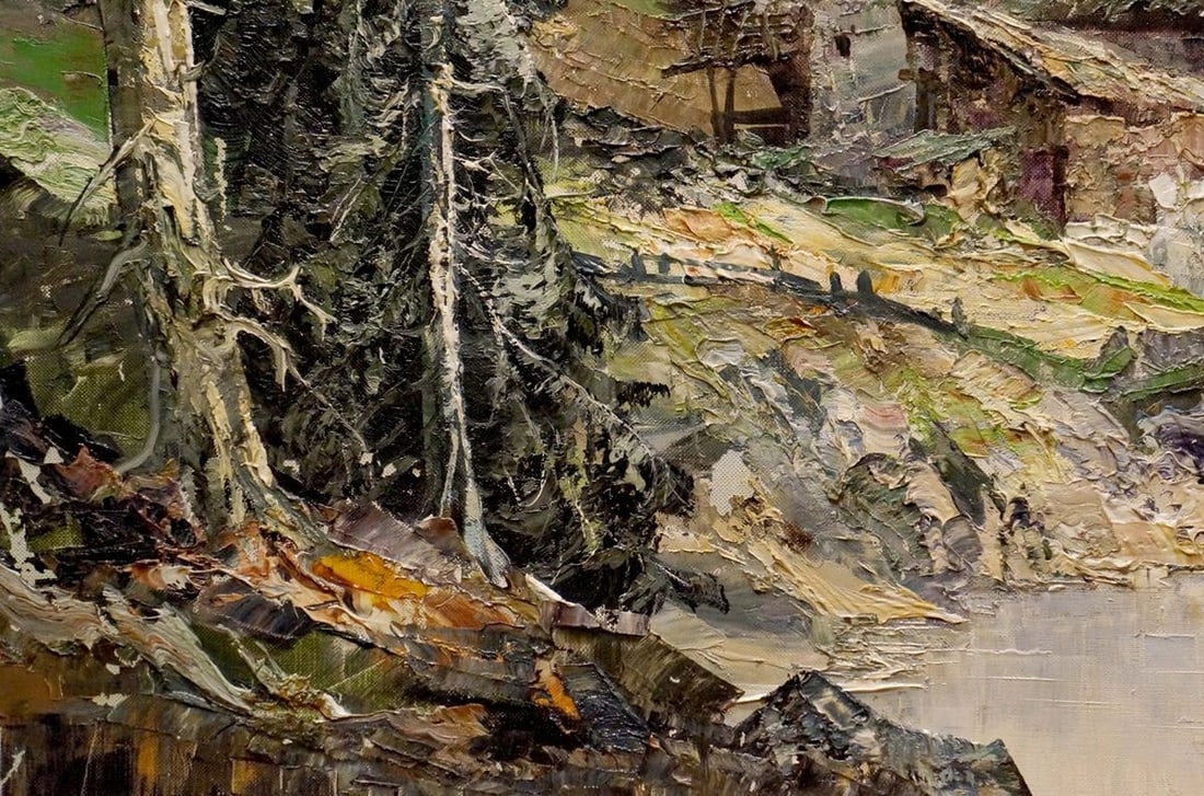 Oil painting Landscape of the village - 2
