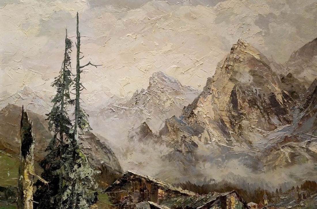 Oil painting Landscape of the village - 3