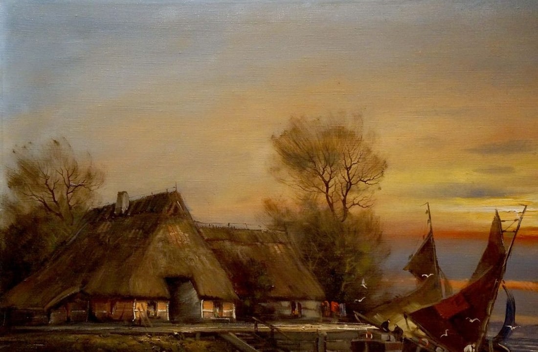 Oil painting Evening landscape - 3