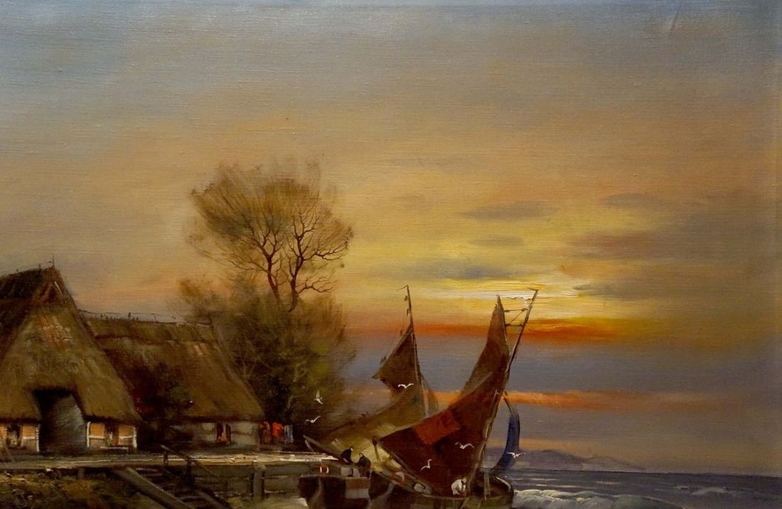 Oil painting Evening landscape - 4