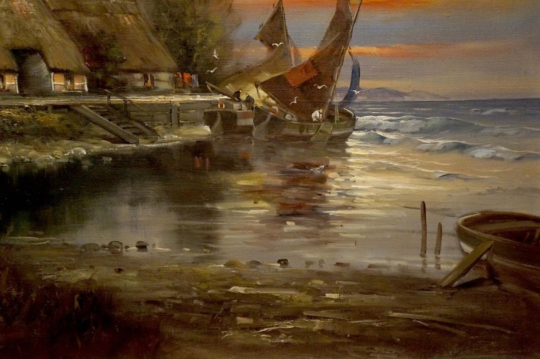 Oil painting Evening landscape - 5