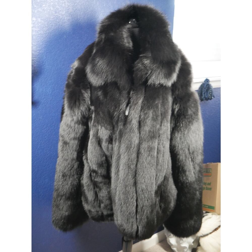 Amazing Designer Mary McFadden Couture Men's Black Fox Fur Coat Jacket (1 of 6)
