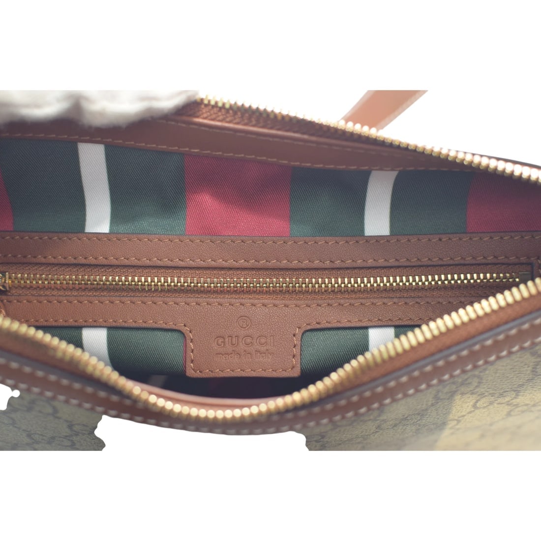 Gucci GG Emblem Medium Shoulder Bag Beige Canvas Brown Leather Trim - 14