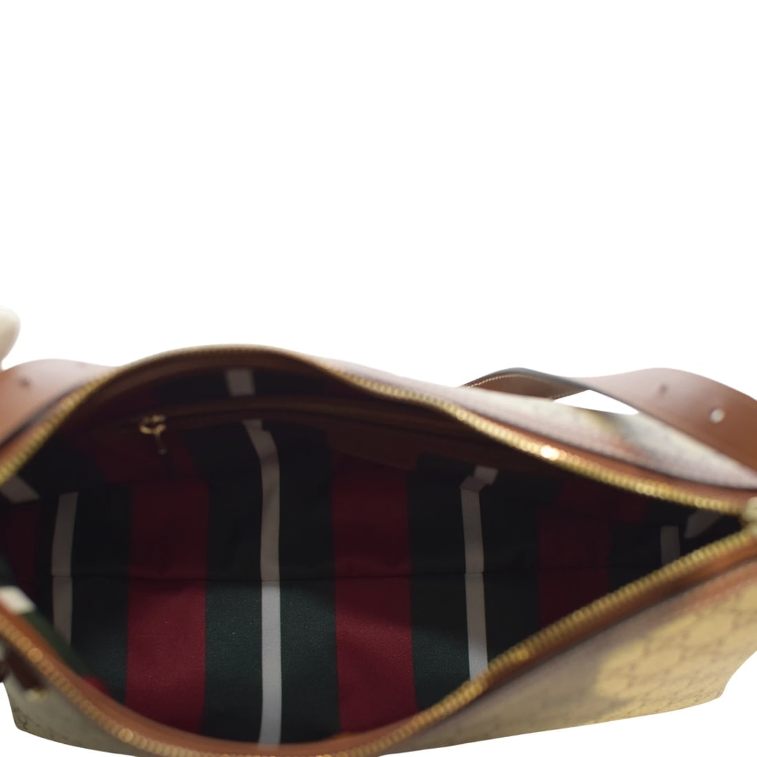 Gucci GG Emblem Medium Shoulder Bag Beige Canvas Brown Leather Trim - 15