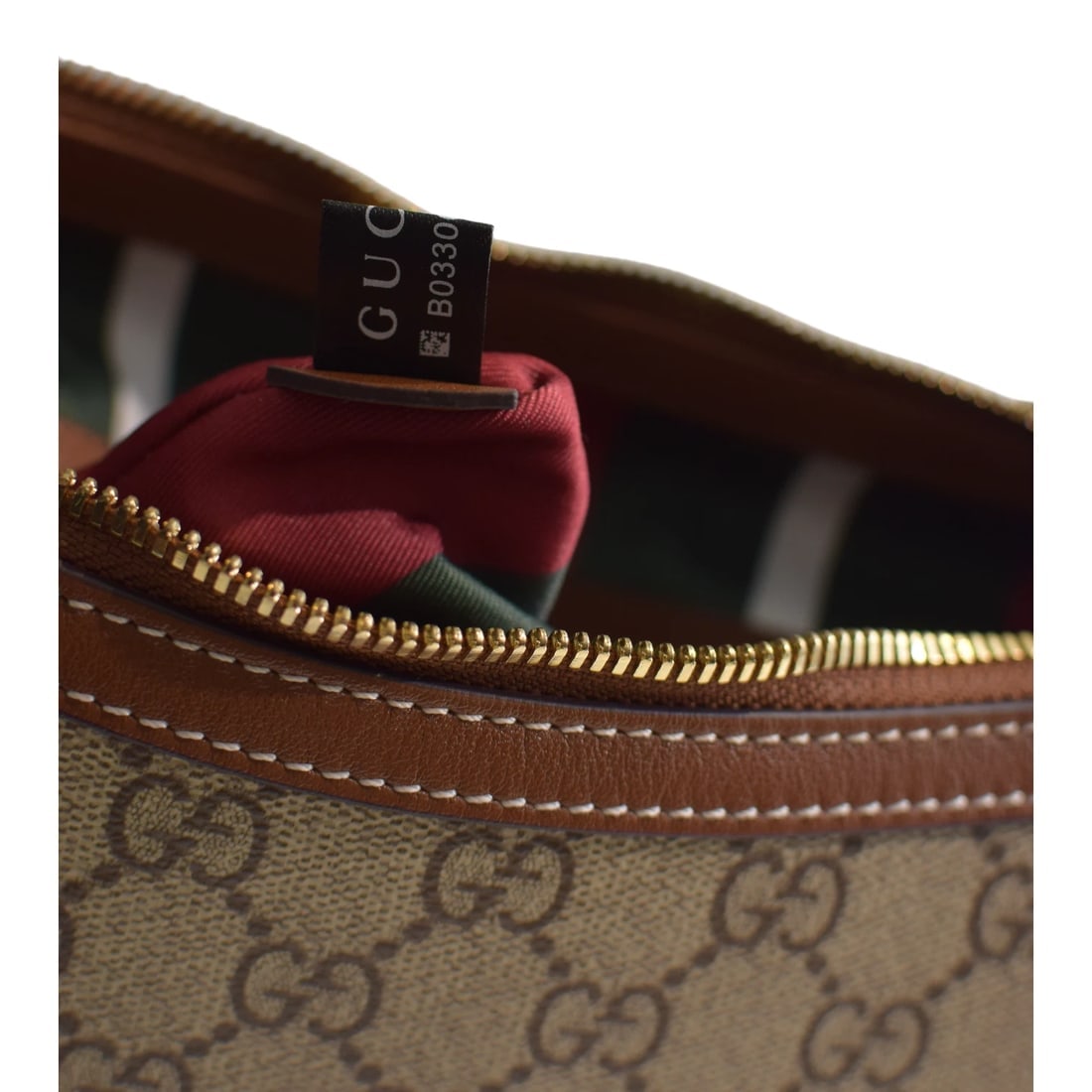 Gucci GG Emblem Medium Shoulder Bag Beige Canvas Brown Leather Trim - 18
