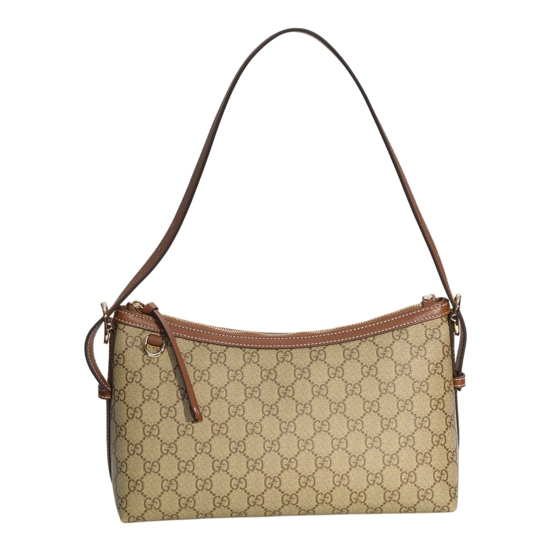 Gucci GG Emblem Medium Shoulder Bag Beige Canvas Brown Leather Trim (1 of 20)