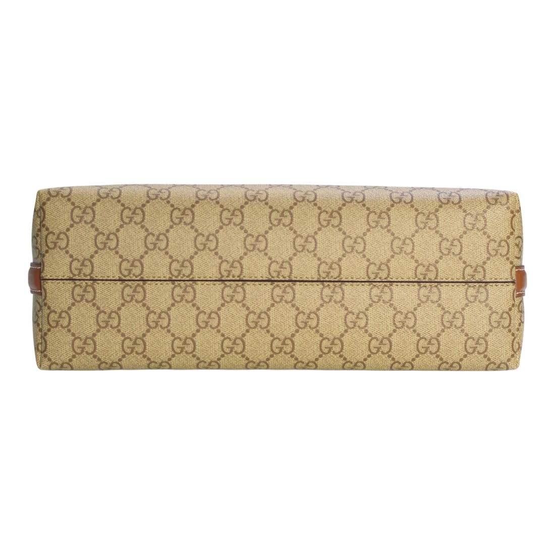 Gucci GG Emblem Medium Shoulder Bag Beige Canvas Brown Leather Trim - 4