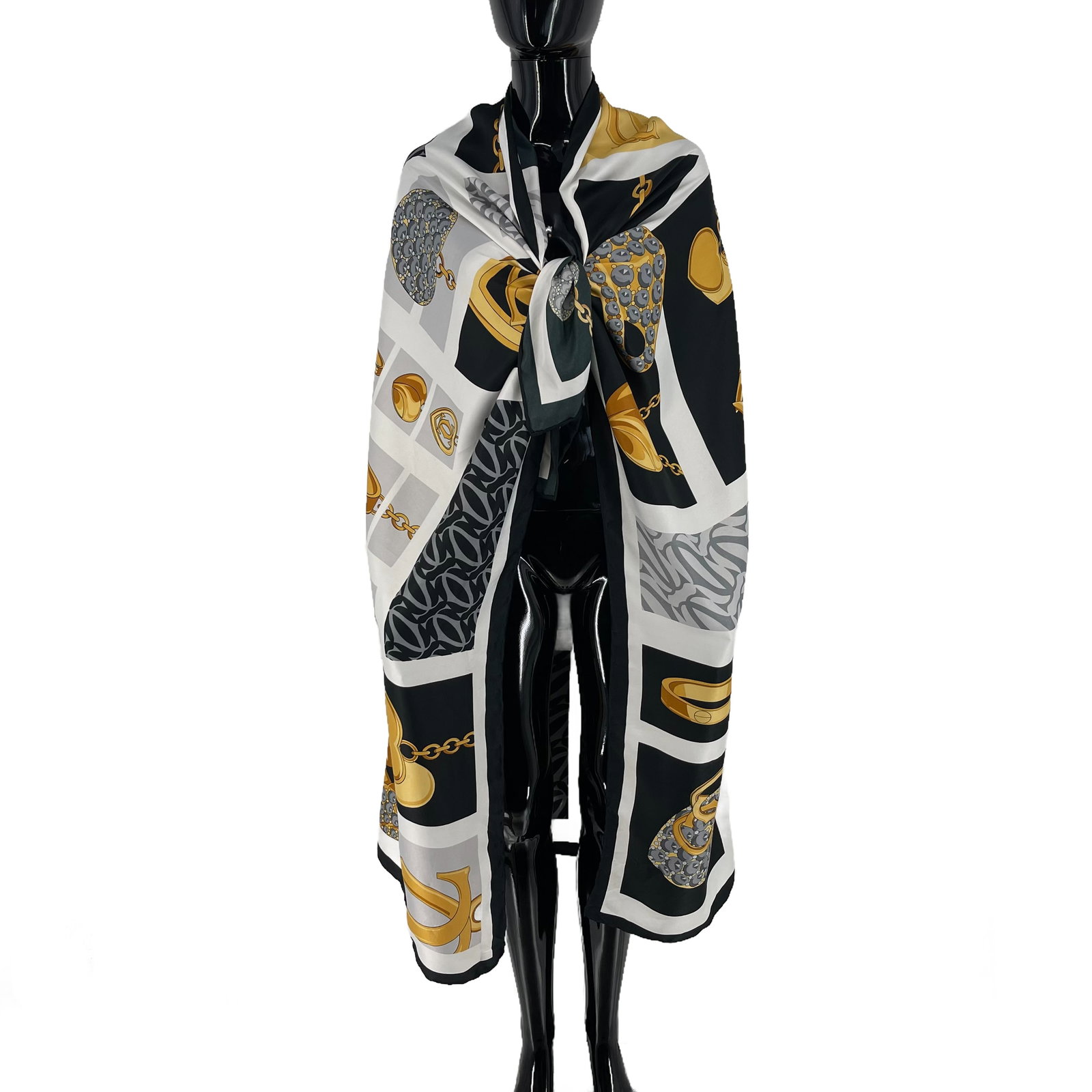 Cartier White Printed 100% Silk Scarf (1 of 9)
