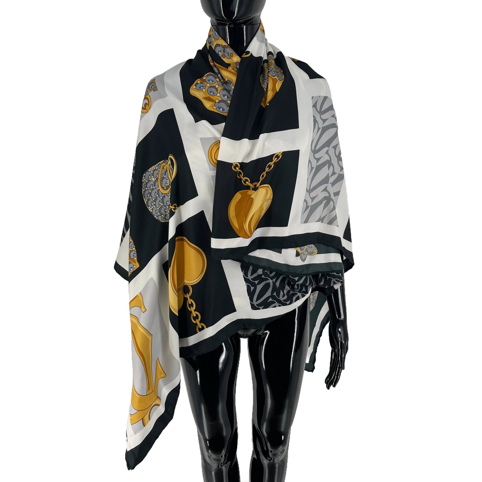 Cartier White Printed 100% Silk Scarf - 2