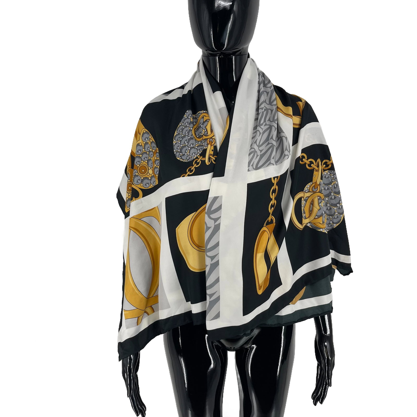 Cartier White Printed 100% Silk Scarf - 3