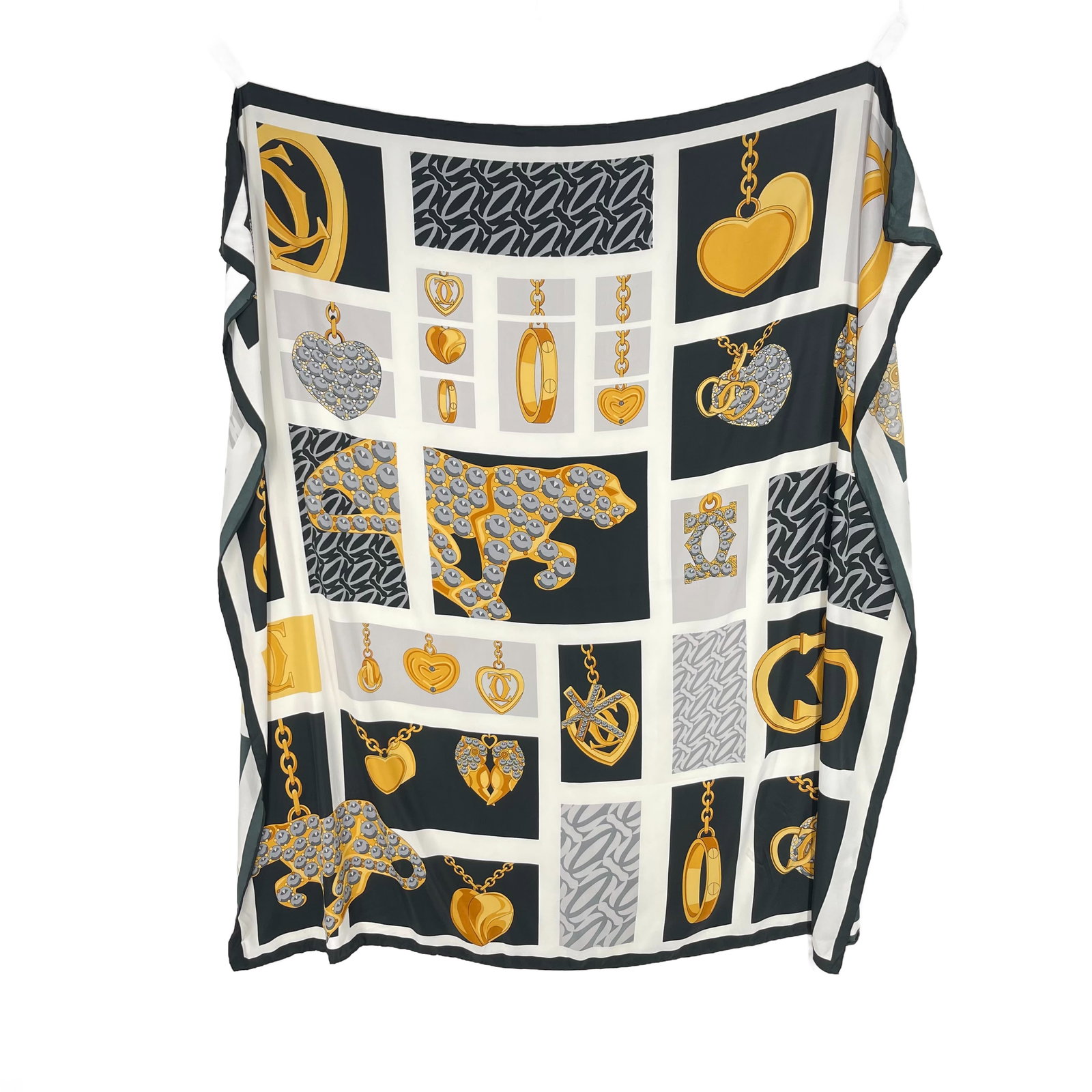 Cartier White Printed 100% Silk Scarf - 4