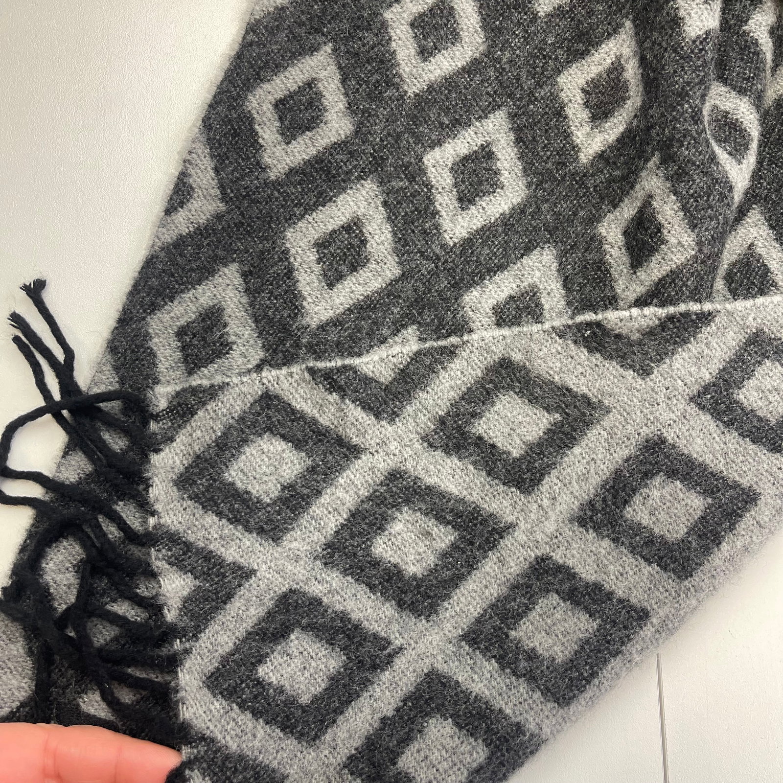 Emporio Armani Dark Grey Printed 50% Wool 50% Cashmere Scarf - 5