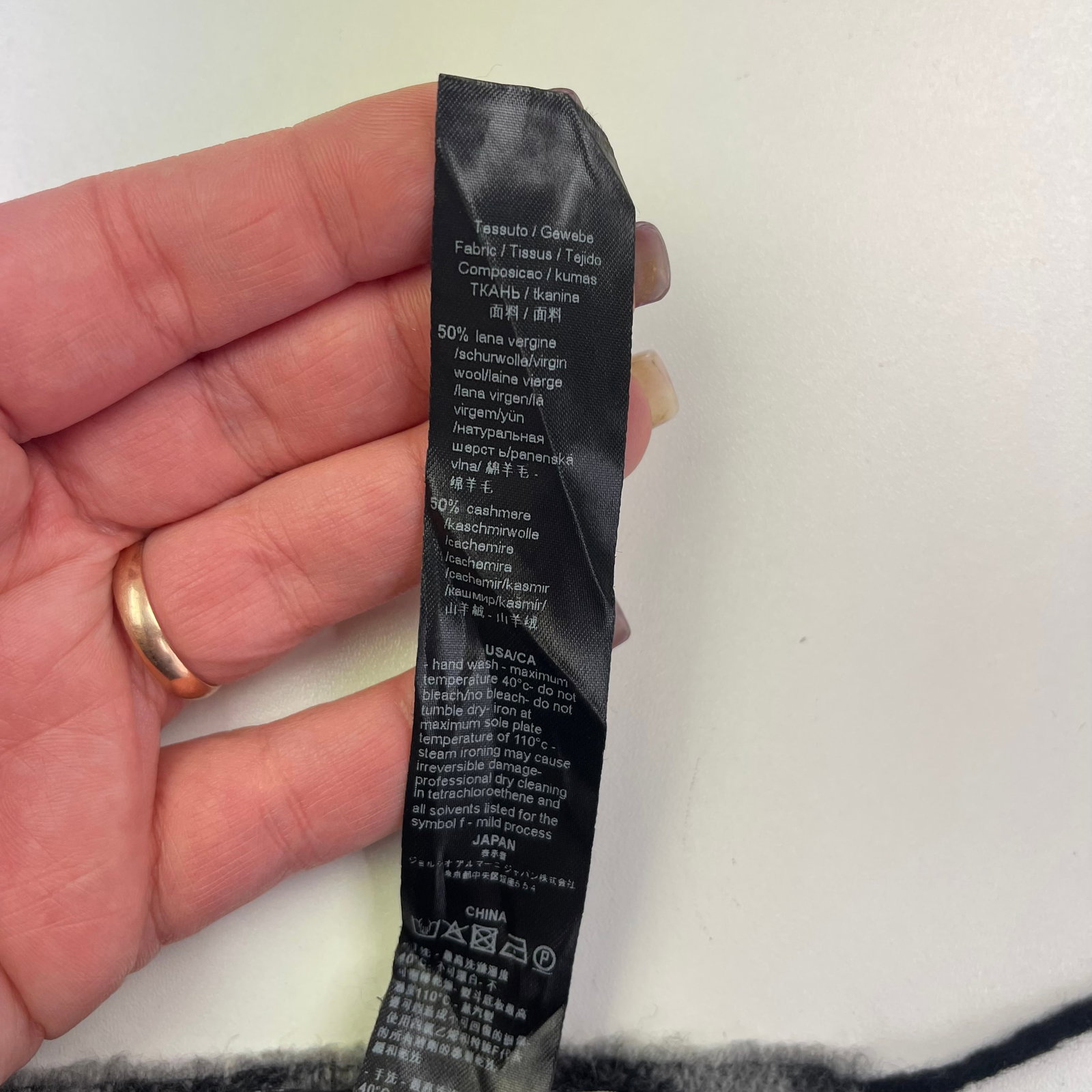 Emporio Armani Dark Grey Printed 50% Wool 50% Cashmere Scarf - 7