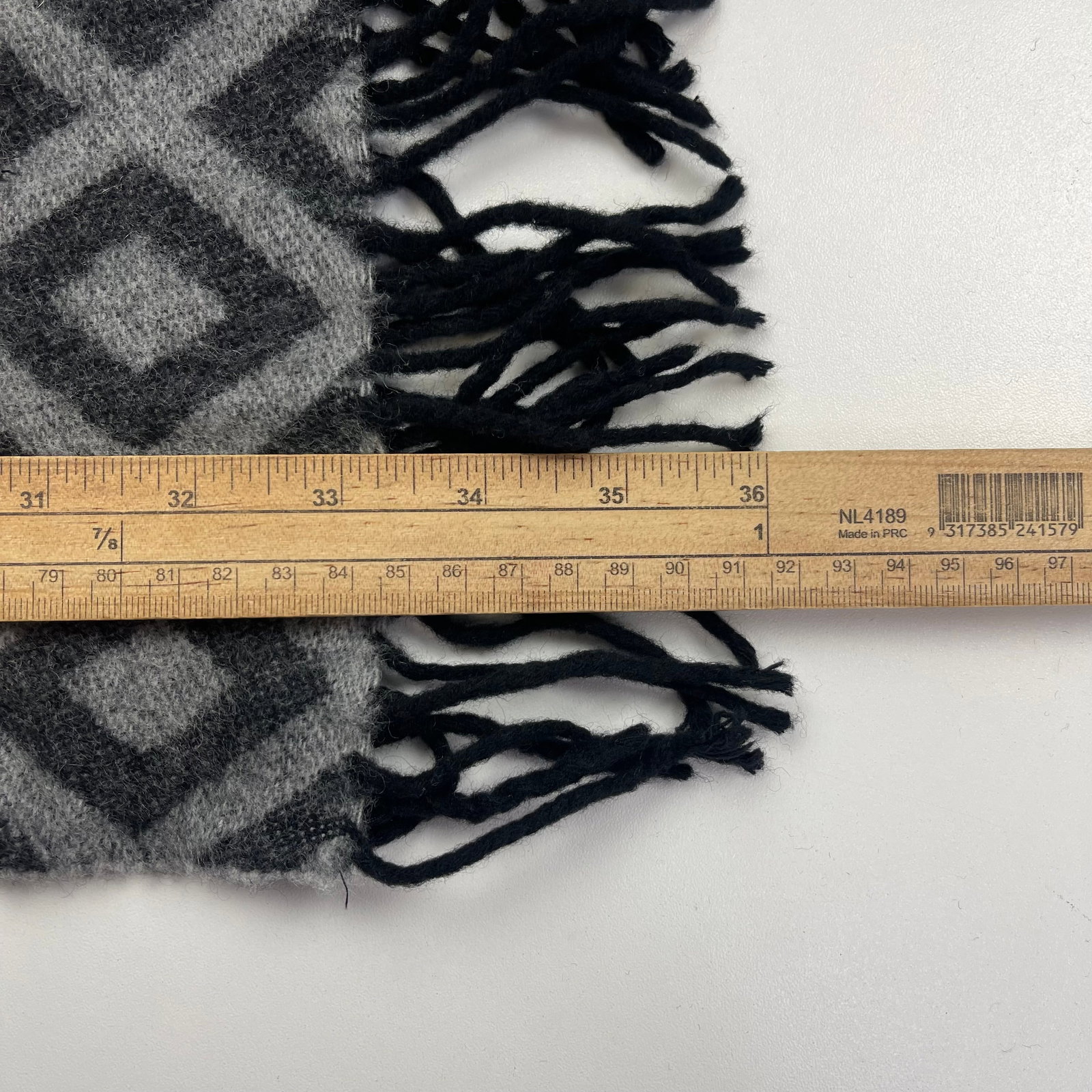 Emporio Armani Dark Grey Printed 50% Wool 50% Cashmere Scarf - 9