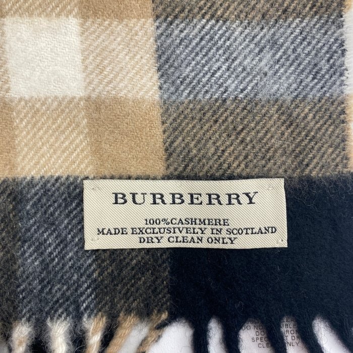 Burberry Navy Blue Plaid 100% Cashmere Scarf - 4
