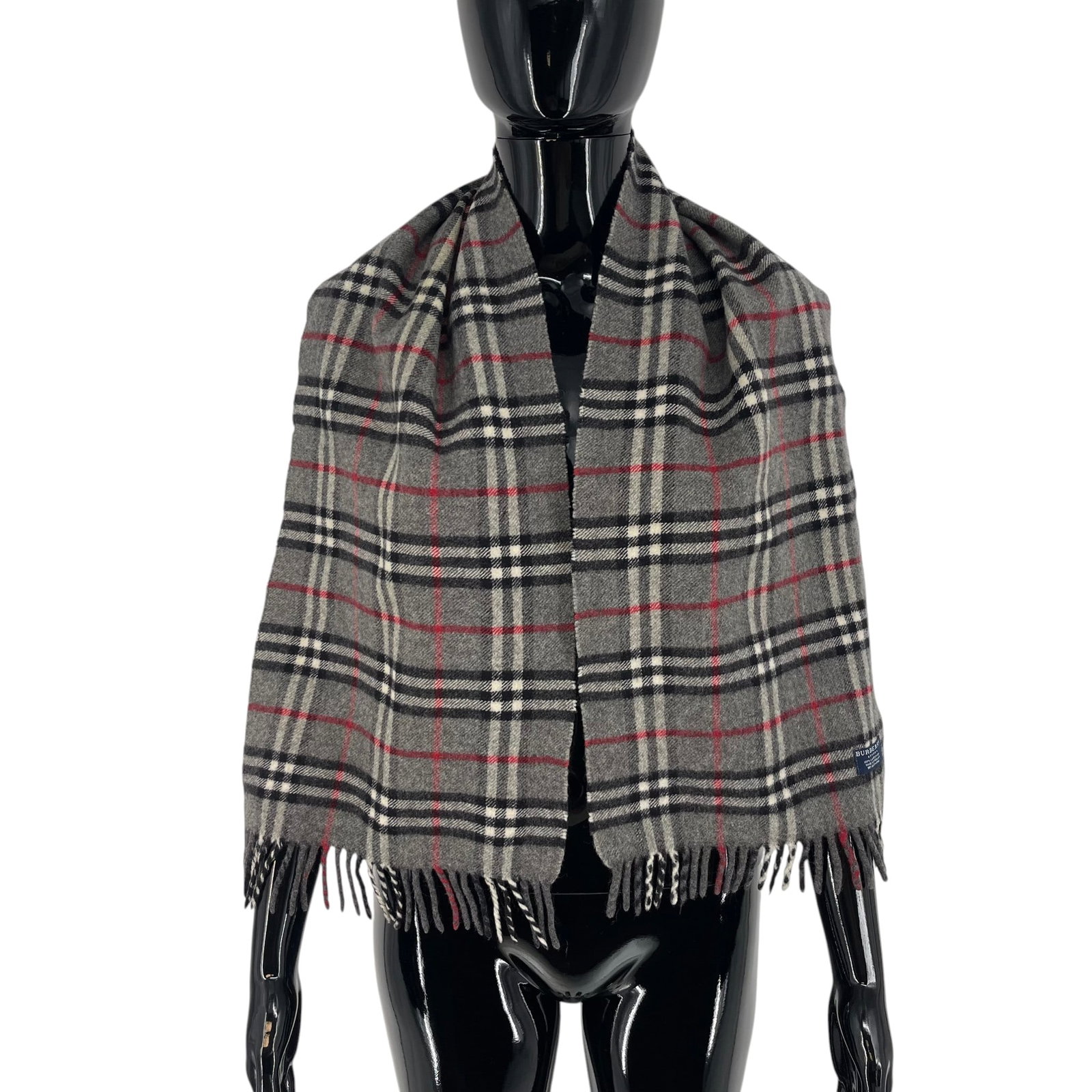 Burberry Grey Plaid 100% Wool Scarf (1 of 9)