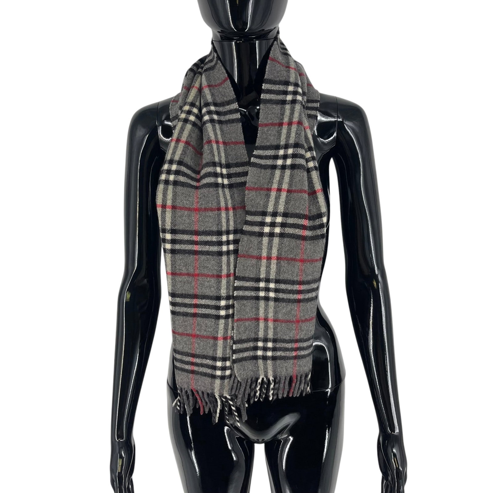 Burberry Grey Plaid 100% Wool Scarf - 3
