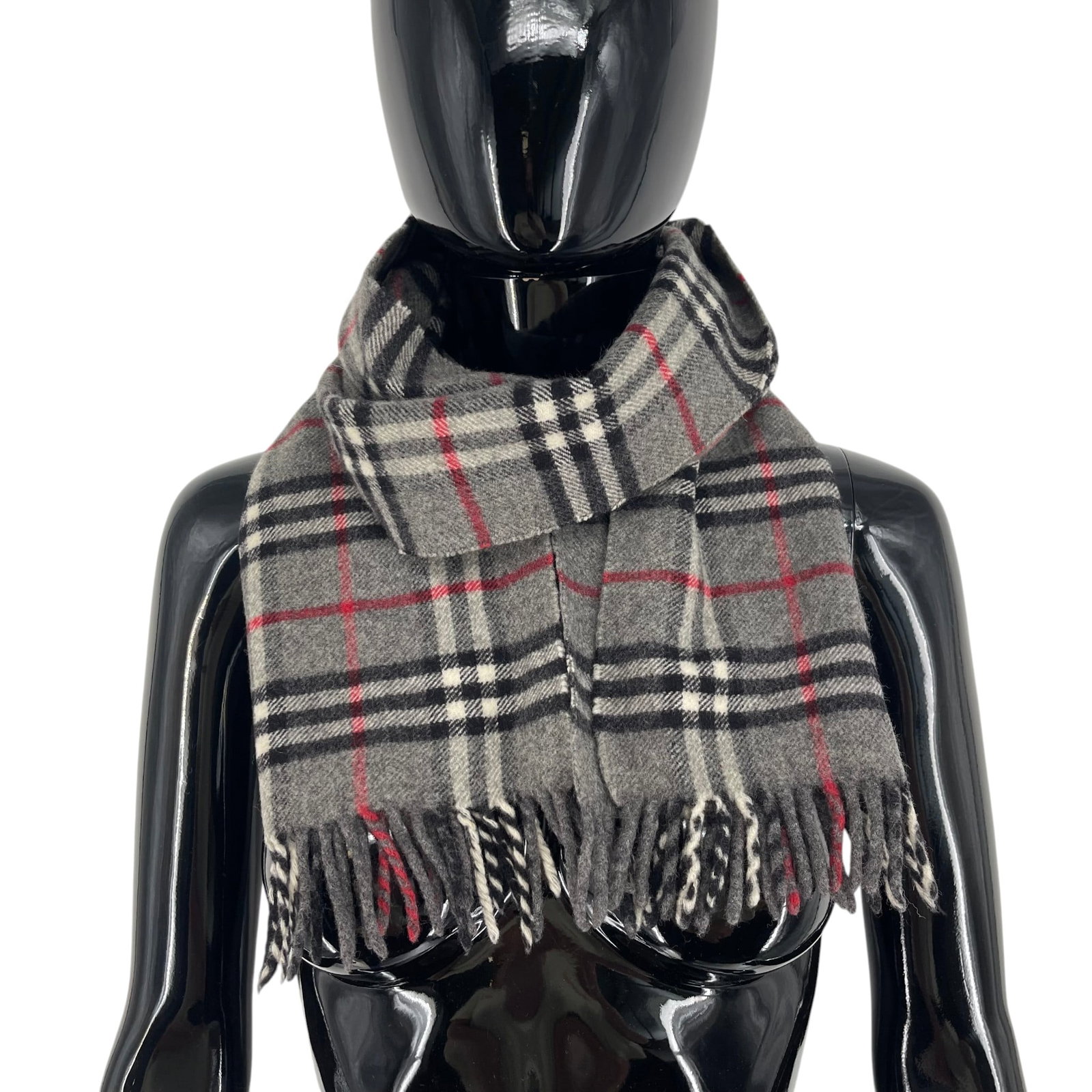 Burberry Grey Plaid 100% Wool Scarf - 4