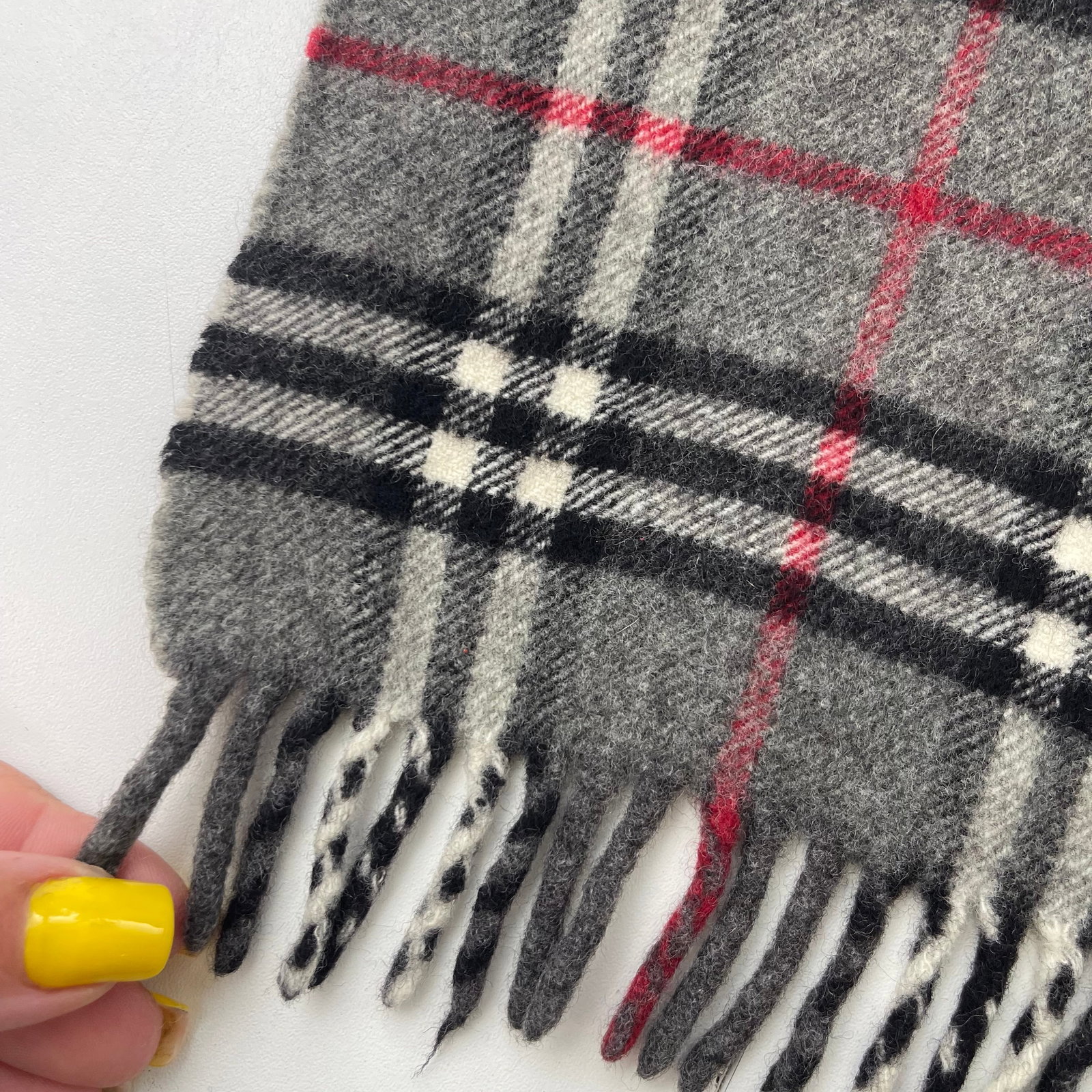 Burberry Grey Plaid 100% Wool Scarf - 5