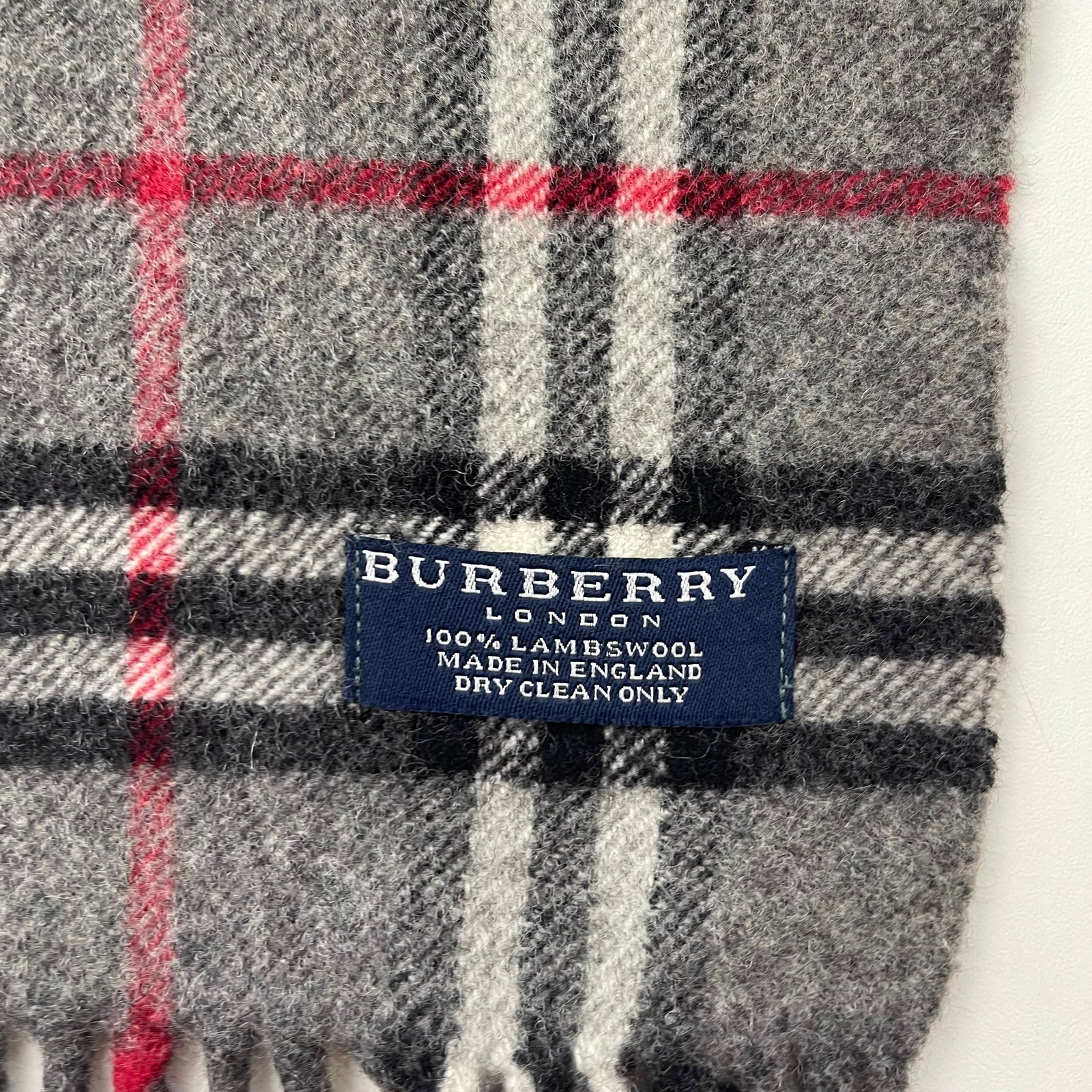 Burberry Grey Plaid 100% Wool Scarf - 6