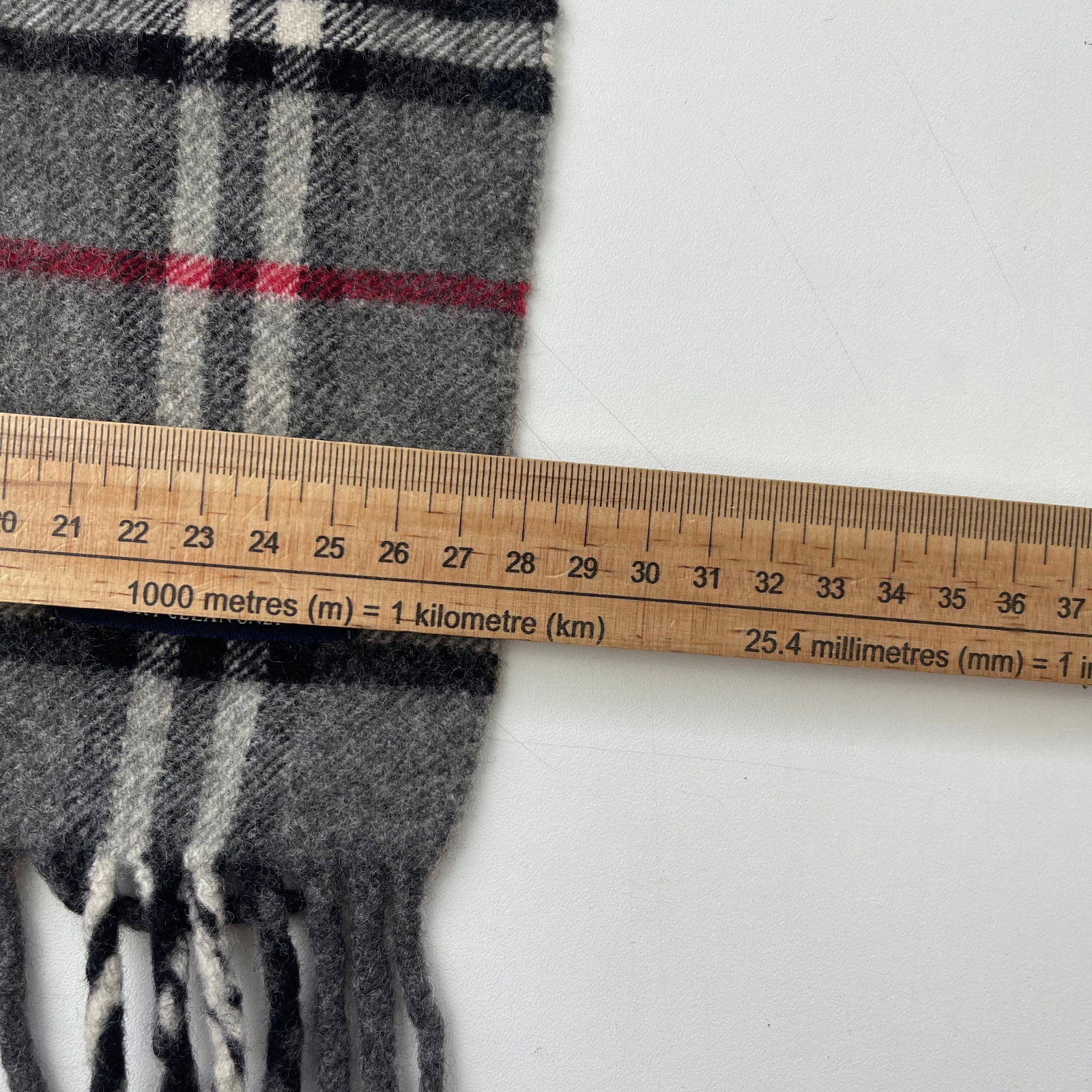 Burberry Grey Plaid 100% Wool Scarf - 7