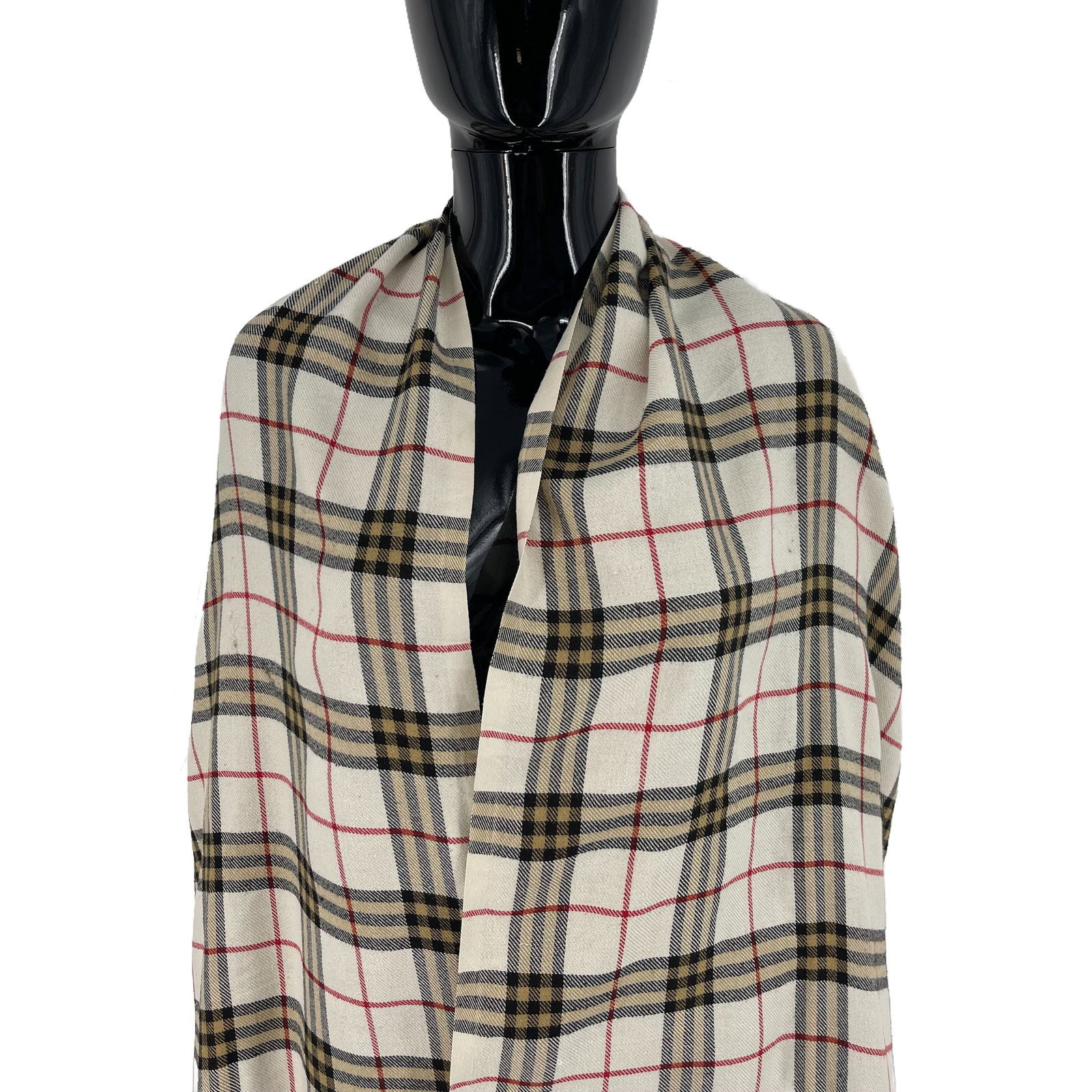 Burberry Beige Plaid 100% Wool Scarf - 2