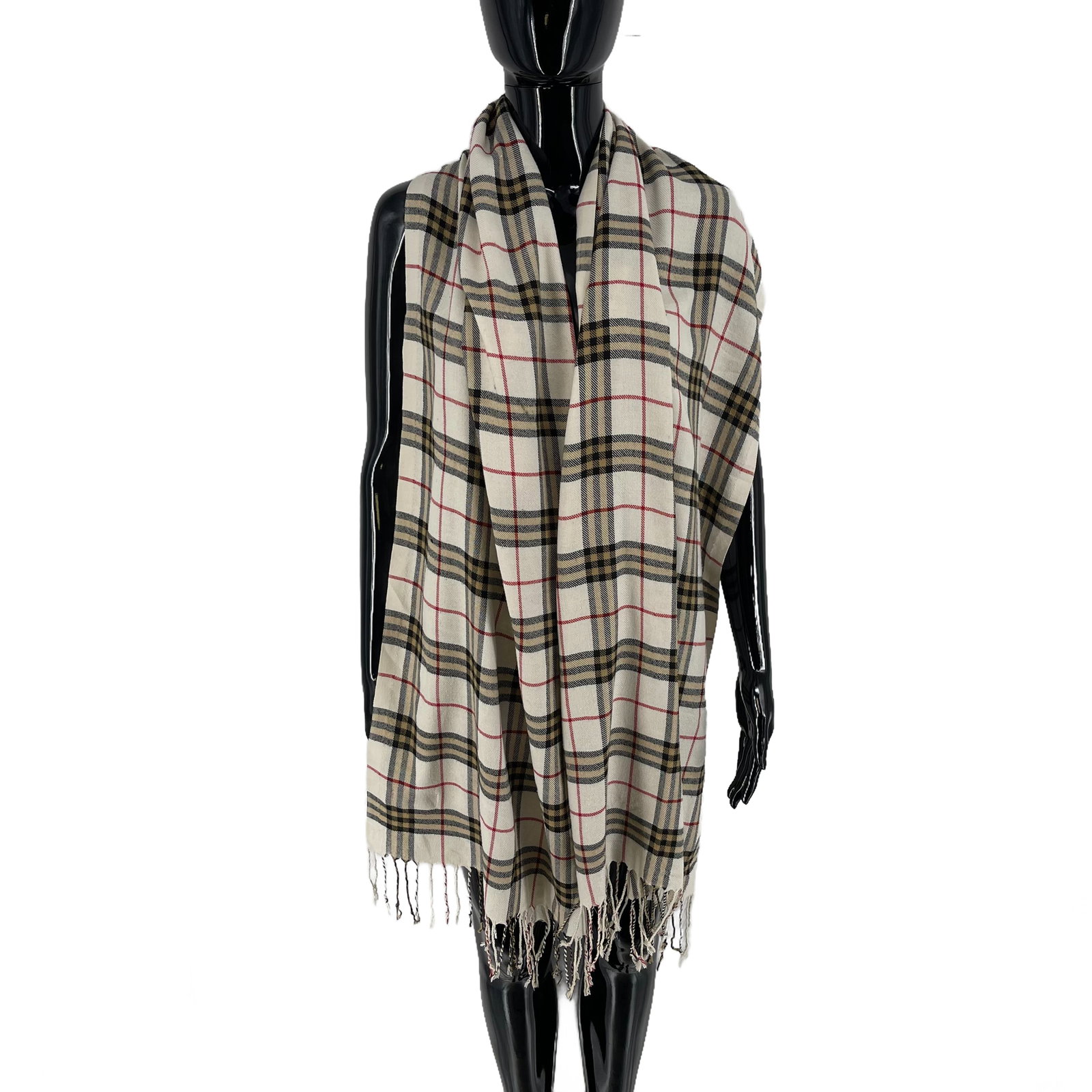 Burberry Beige Plaid 100% Wool Scarf - 3