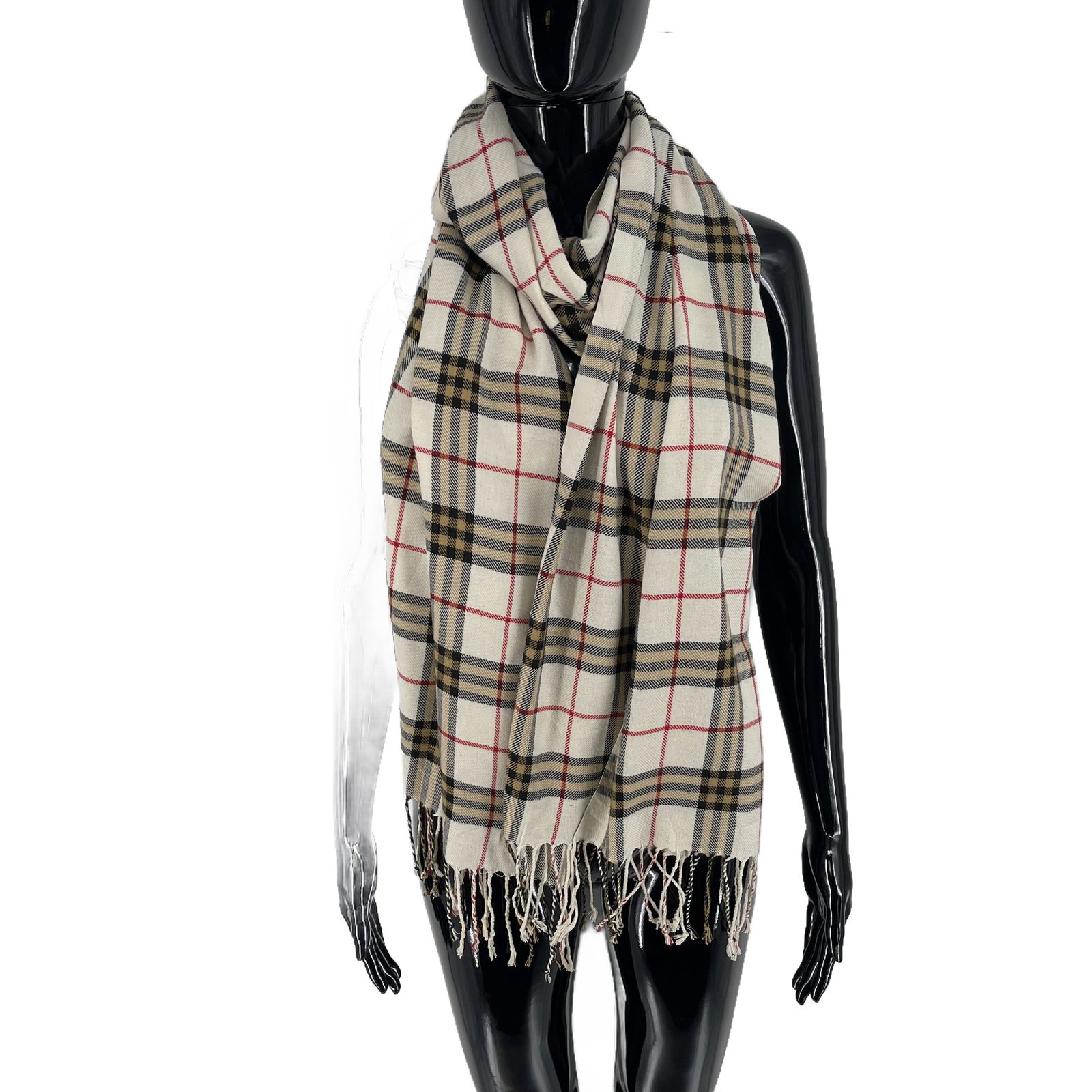 Burberry Beige Plaid 100% Wool Scarf - 4