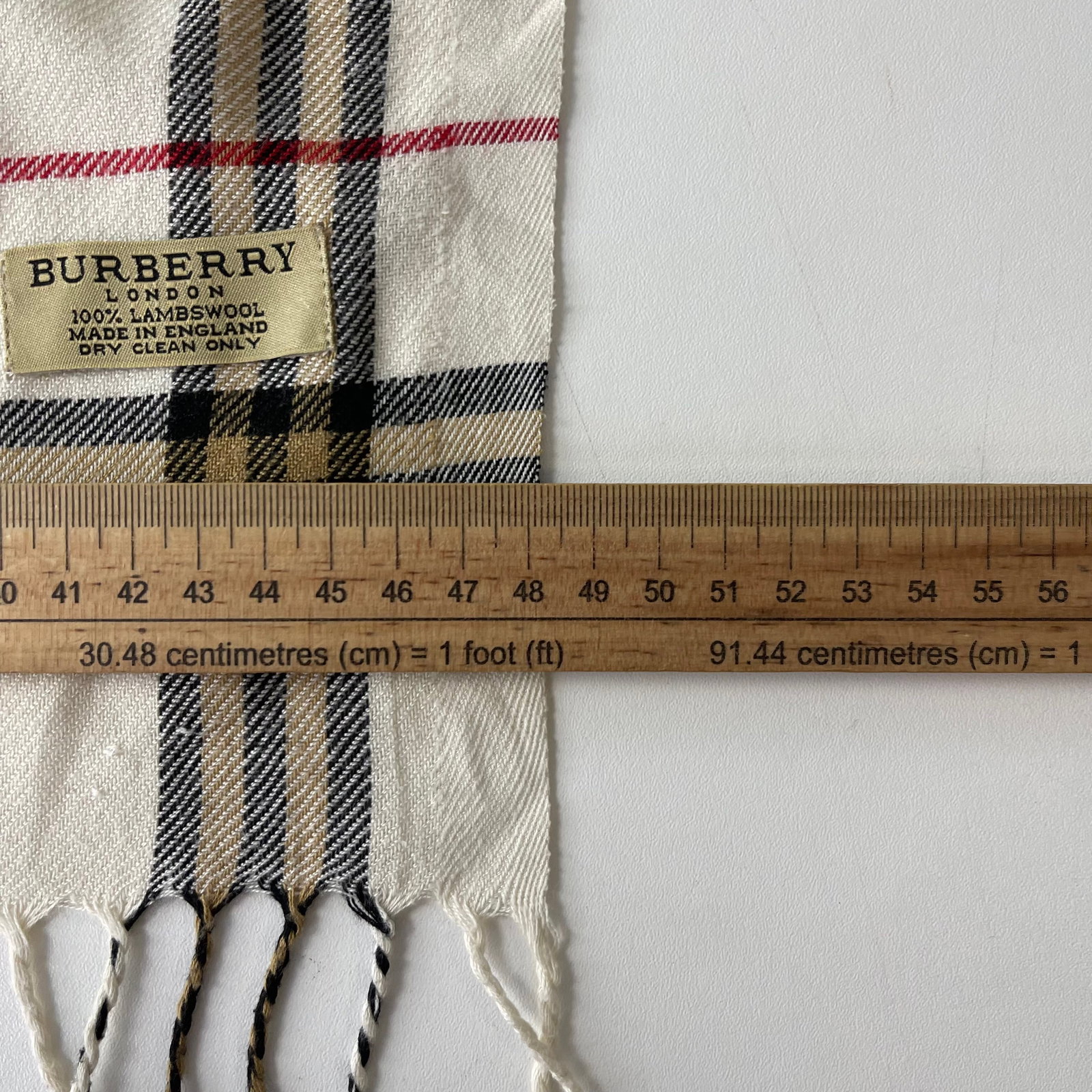 Burberry Beige Plaid 100% Wool Scarf - 7