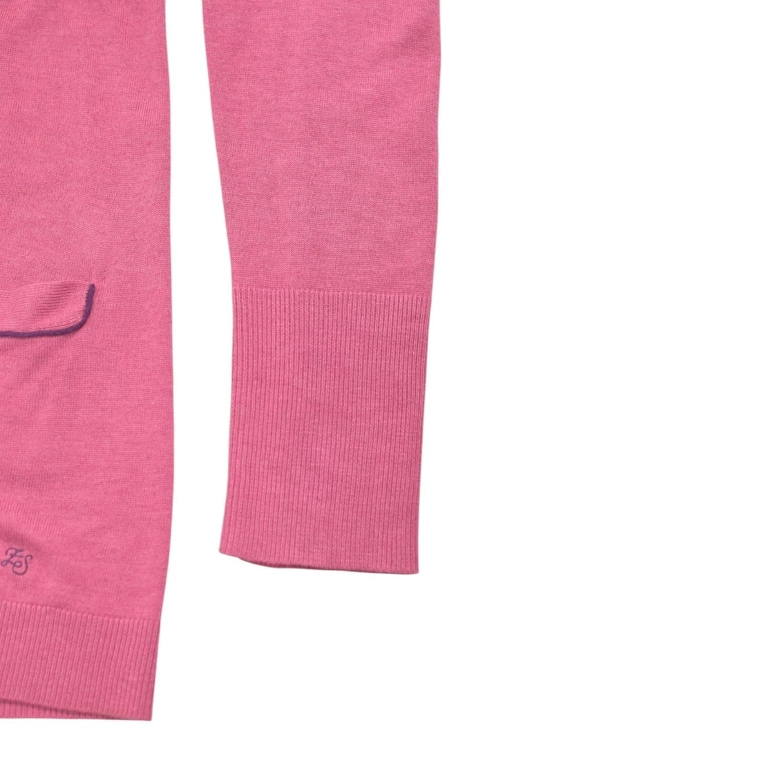 Le Spoke Zac Posen Pink Viscose Silk Cashmere Cardigan Sweater Purple Pipping M - 6