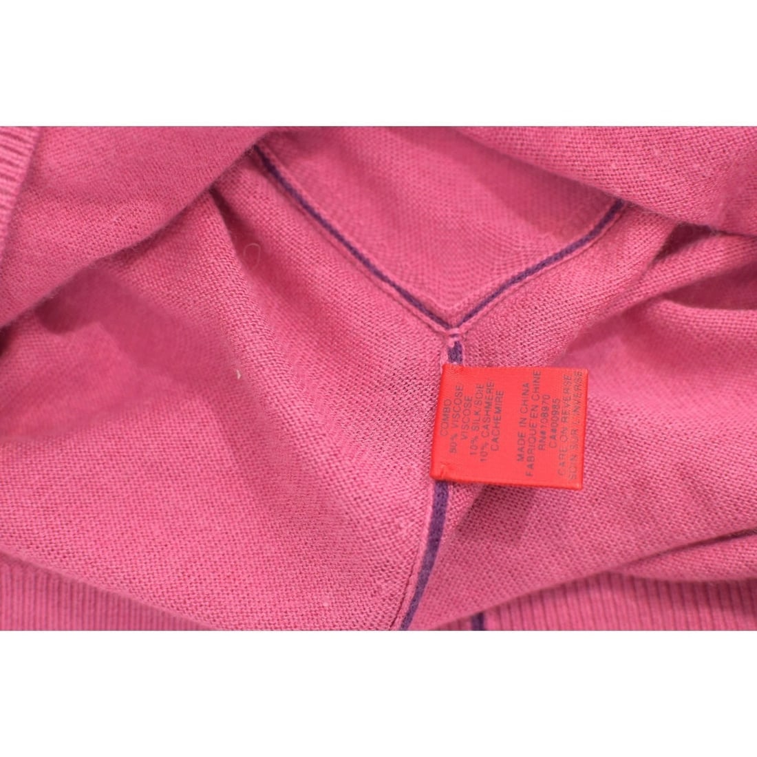 Le Spoke Zac Posen Pink Viscose Silk Cashmere Cardigan Sweater Purple Pipping M - 7
