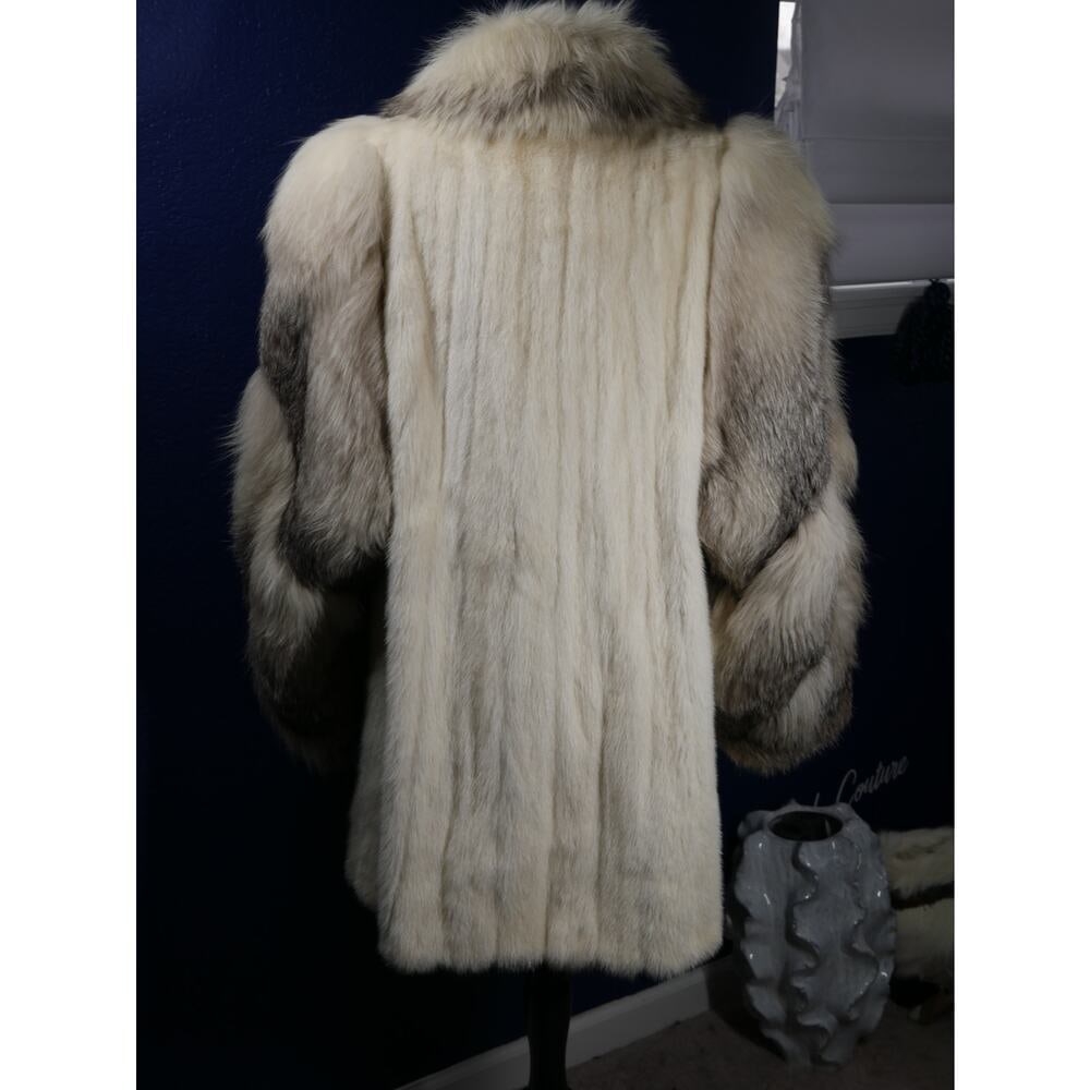 Gorgeous Platinum Fox & Pearl Mink Fur Coat Jacket - 3