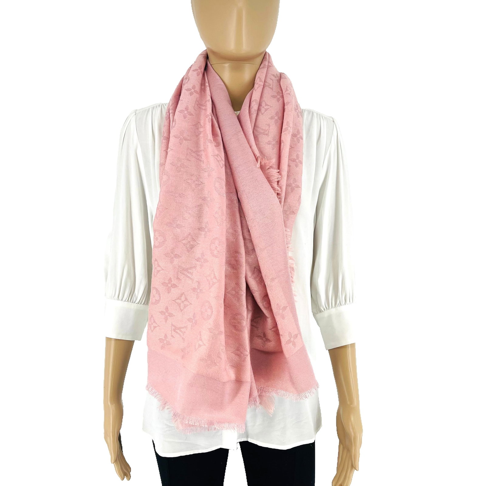 Louis Vuitton Pink 60% Silk 40% Wool Large Shawl - 3