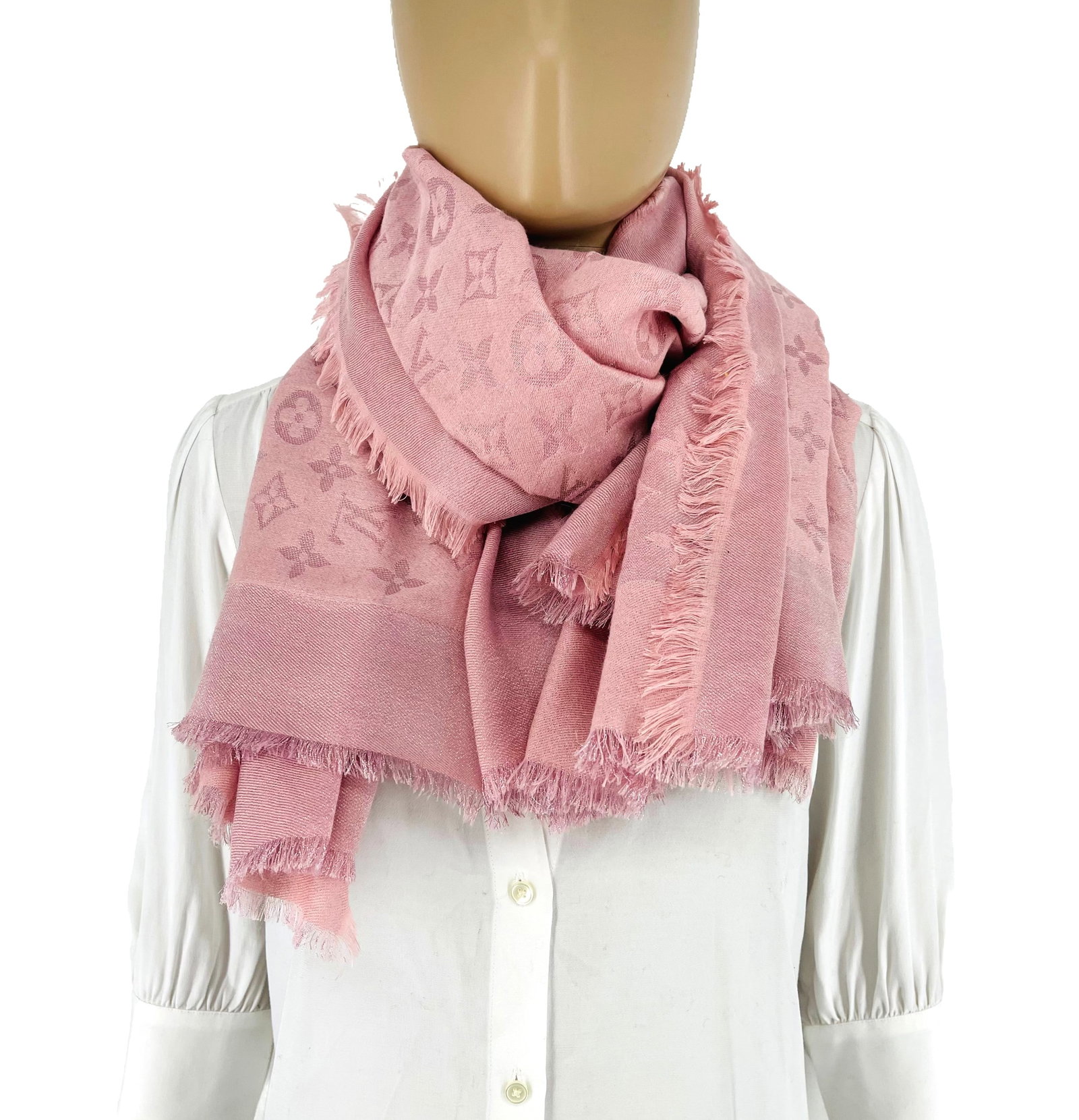 Louis Vuitton Pink 60% Silk 40% Wool Large Shawl - 4