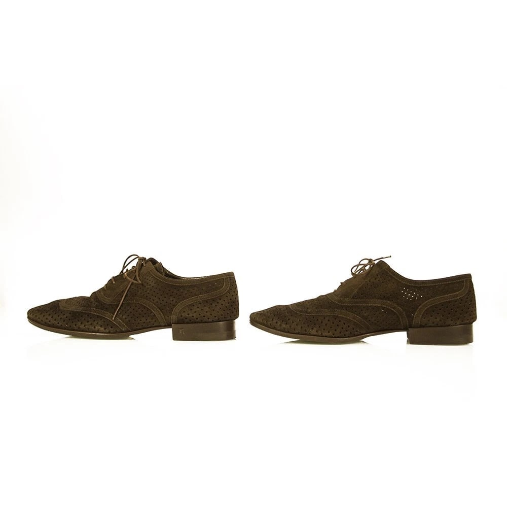 Louis Vuitton LV Men's Brown Suede Perforated Oxfords Lace Up Shoes 7 - 3