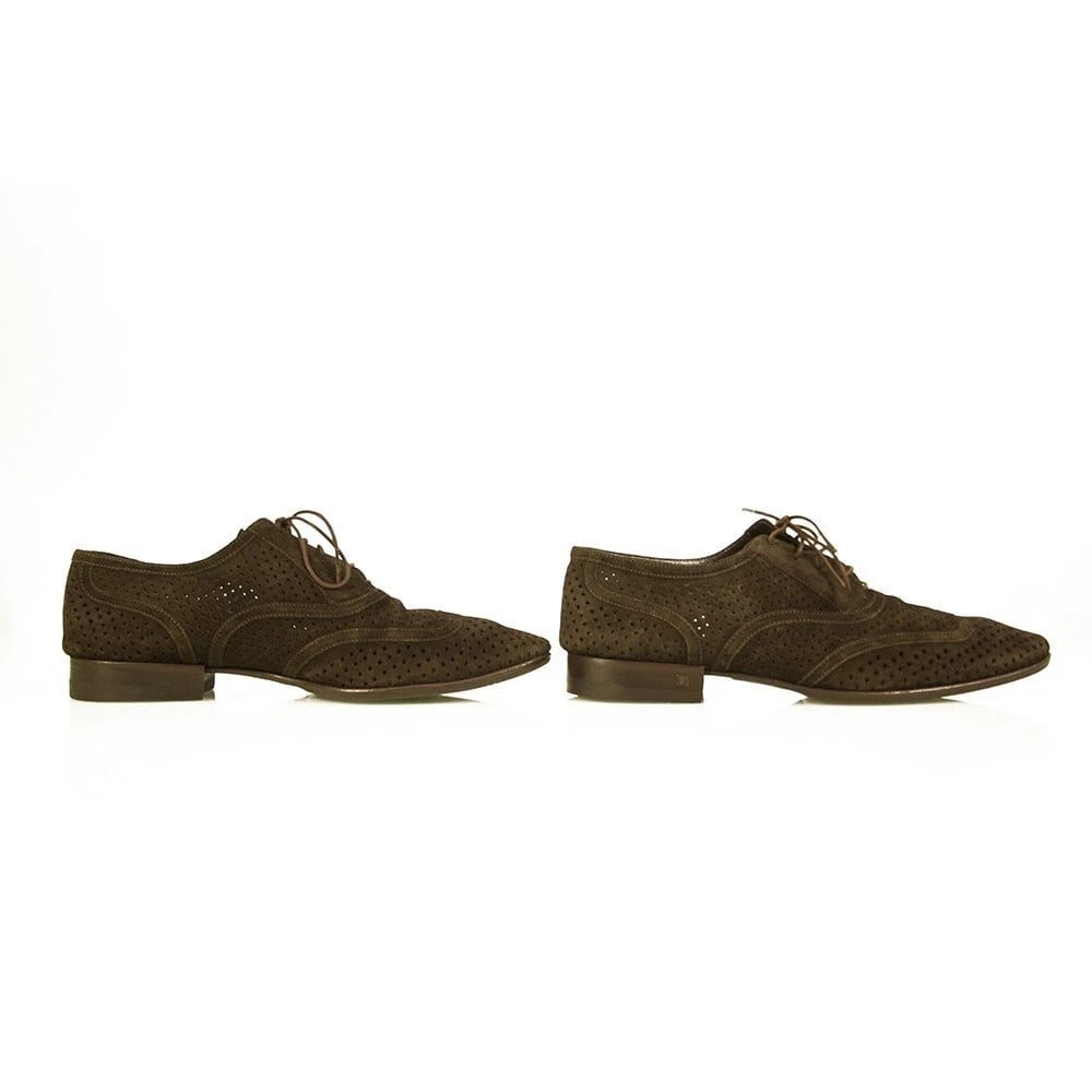 Louis Vuitton LV Men's Brown Suede Perforated Oxfords Lace Up Shoes 7 - 4
