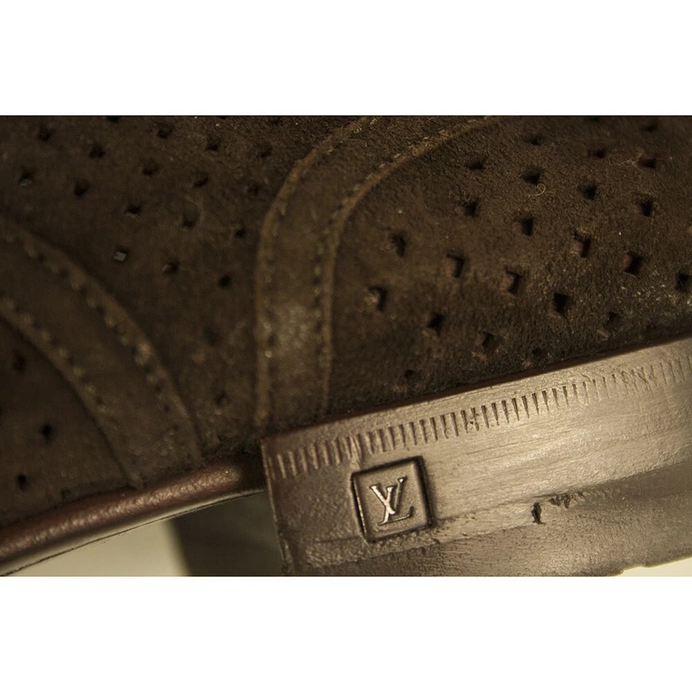 Louis Vuitton LV Men's Brown Suede Perforated Oxfords Lace Up Shoes 7 - 8