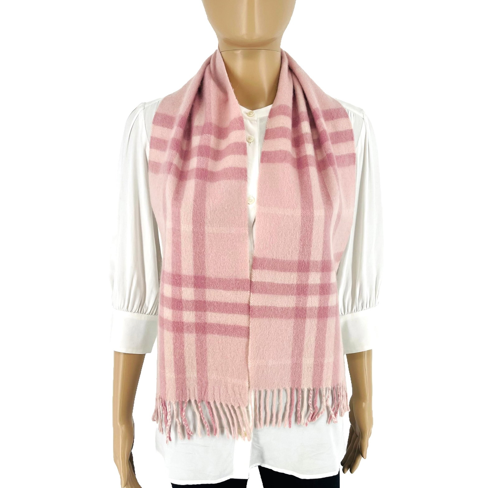 Burberry Children Pink Plaid 100% Cashmere Small Scarf (1 of 8)