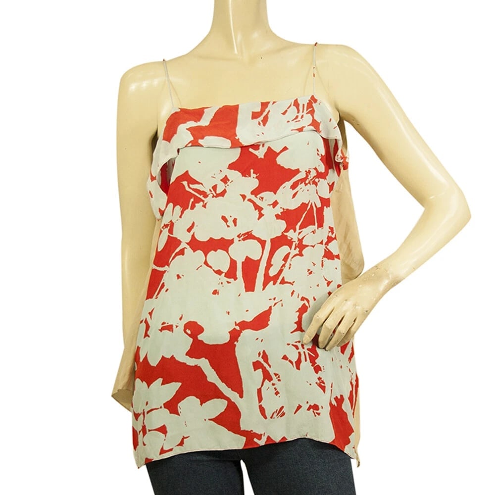 3.1 Phillip Lim Silk Blue Orange Floral Beige Back Spaghetti Straps Cami Top 4 (1 of 8)