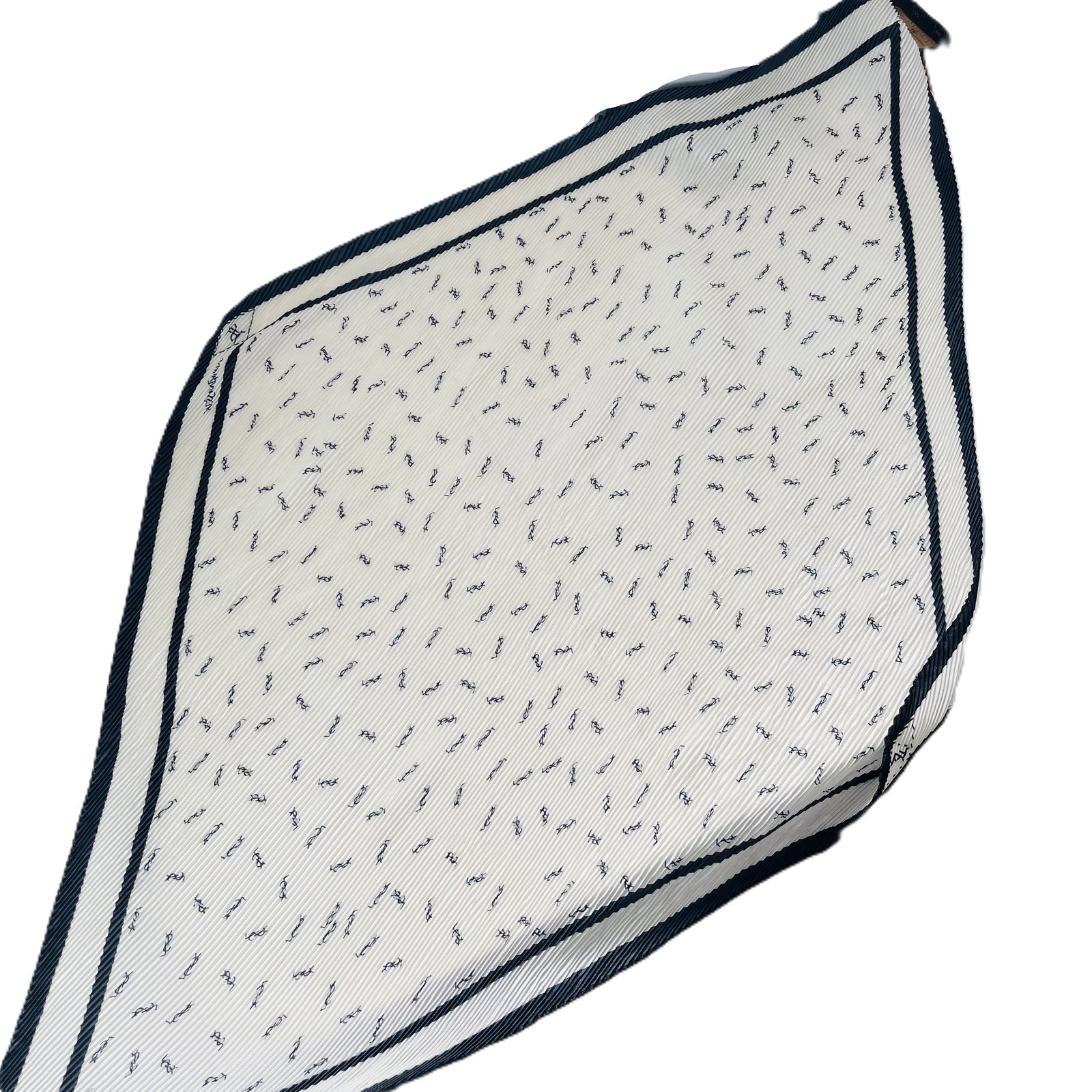 Yves Saint Laurent White Monogam Stretch Silk Scarf - 3