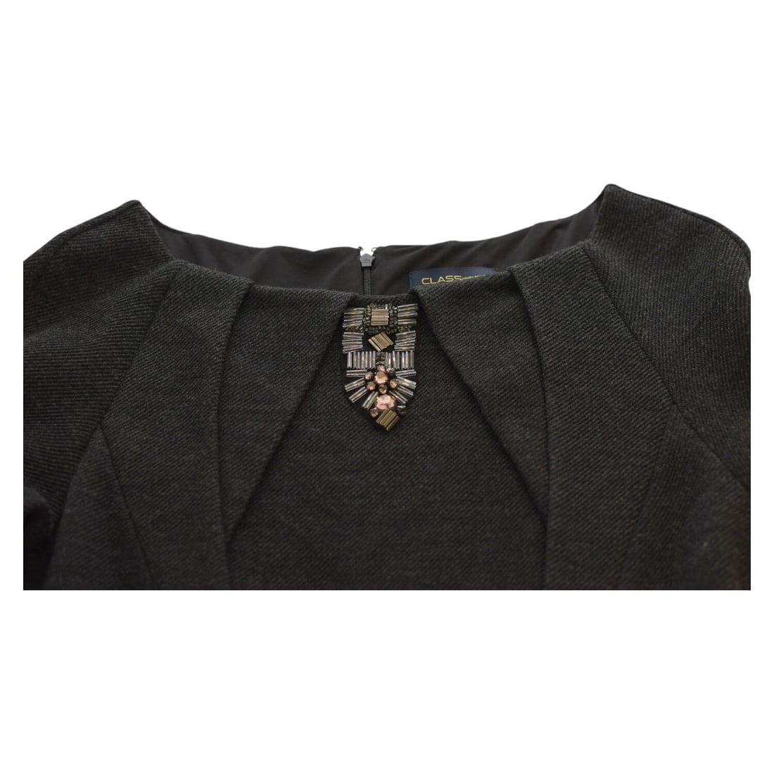 Class Roberto Cavalli Anthracite Gray Wool Long Sleeve Knee Origami Dress sz 44 - 4