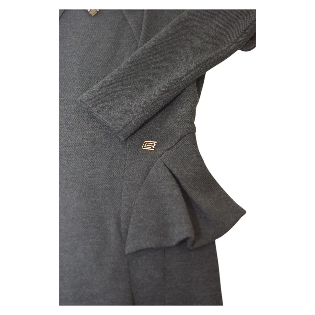 Class Roberto Cavalli Anthracite Gray Wool Long Sleeve Knee Origami Dress sz 44 - 7