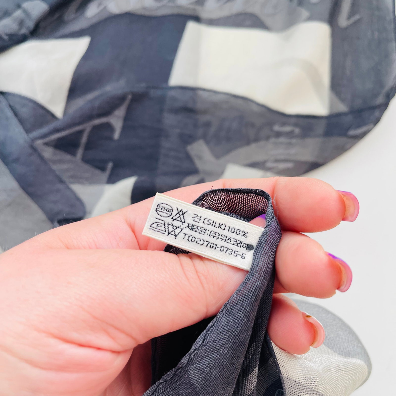 Aquascutum Blue & Beige Printed 100% Silk Scarf - 7