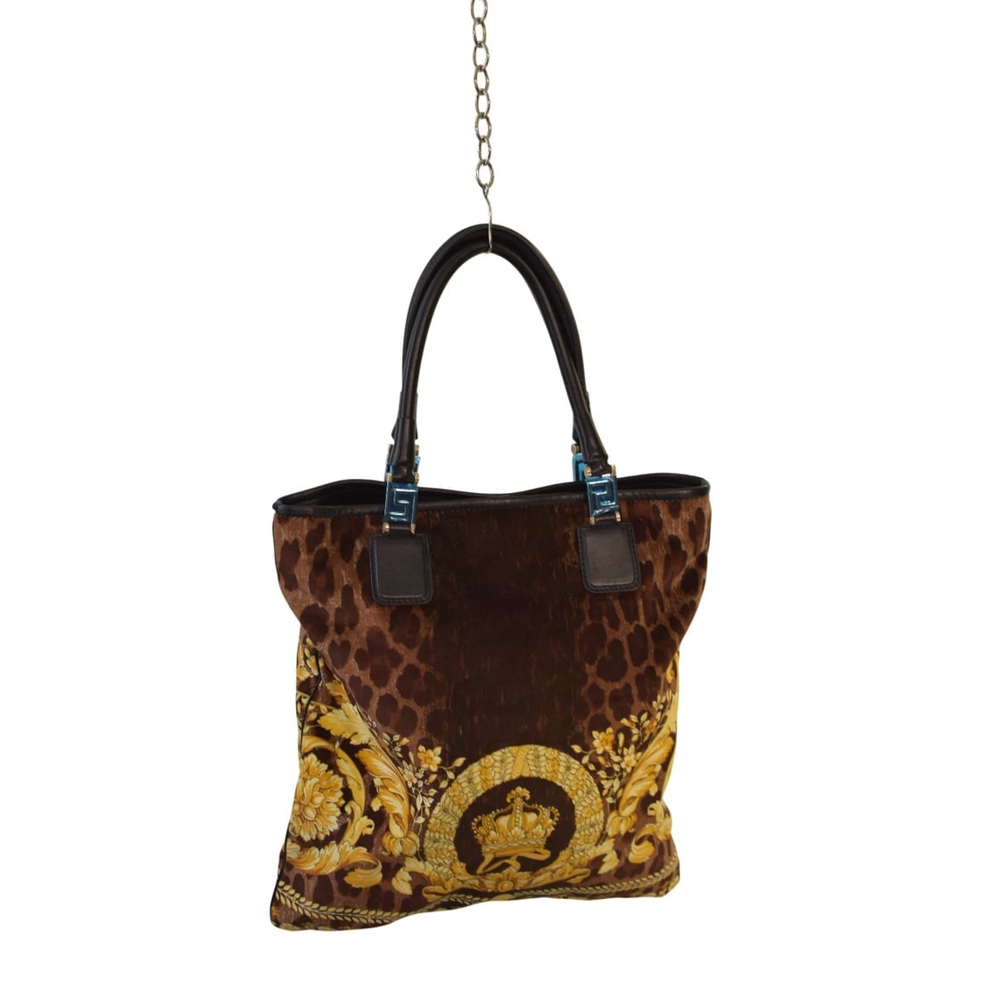 Gianni Versace Black Barocco Velvet Vanitas Tote Bag Gold Crown Baroque bag - 2