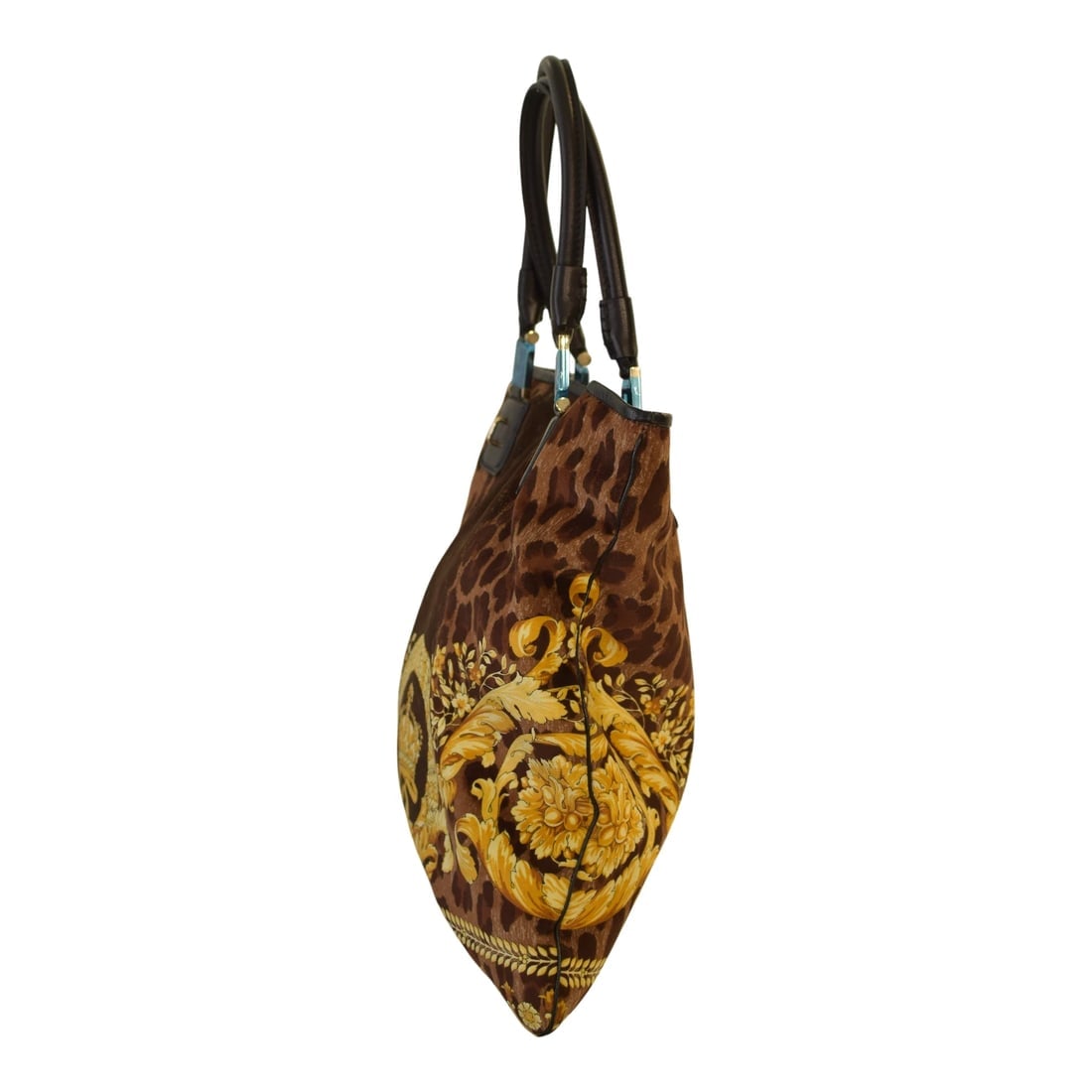 Gianni Versace Black Barocco Velvet Vanitas Tote Bag Gold Crown Baroque bag - 3
