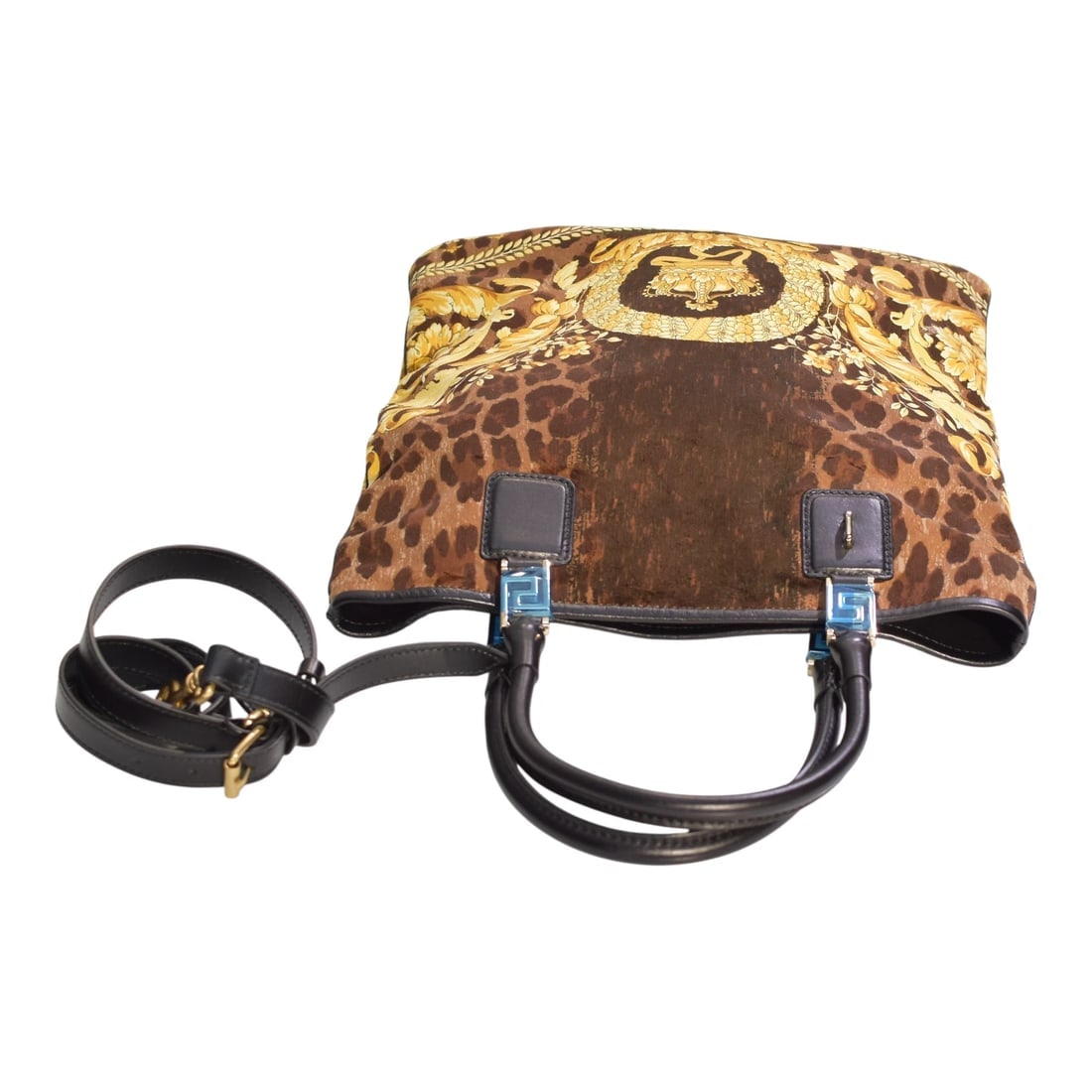 Gianni Versace Black Barocco Velvet Vanitas Tote Bag Gold Crown Baroque bag - 5