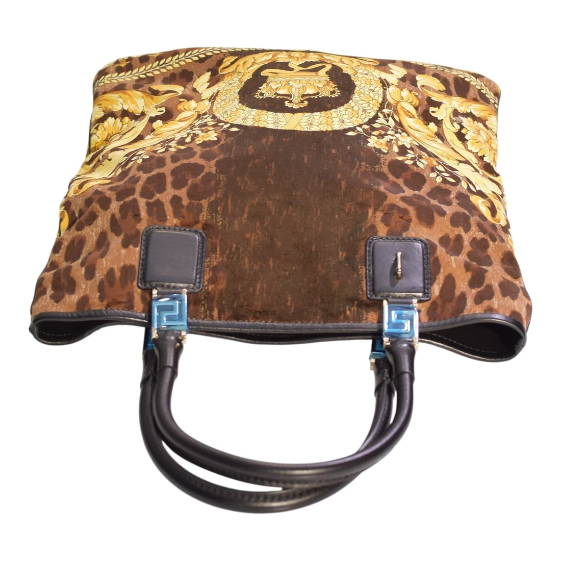 Gianni Versace Black Barocco Velvet Vanitas Tote Bag Gold Crown Baroque bag - 6