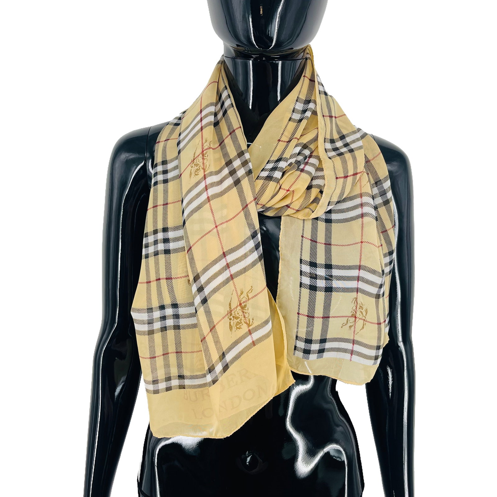 Burberry Beige Plaid 100% Silk Scarf - 4