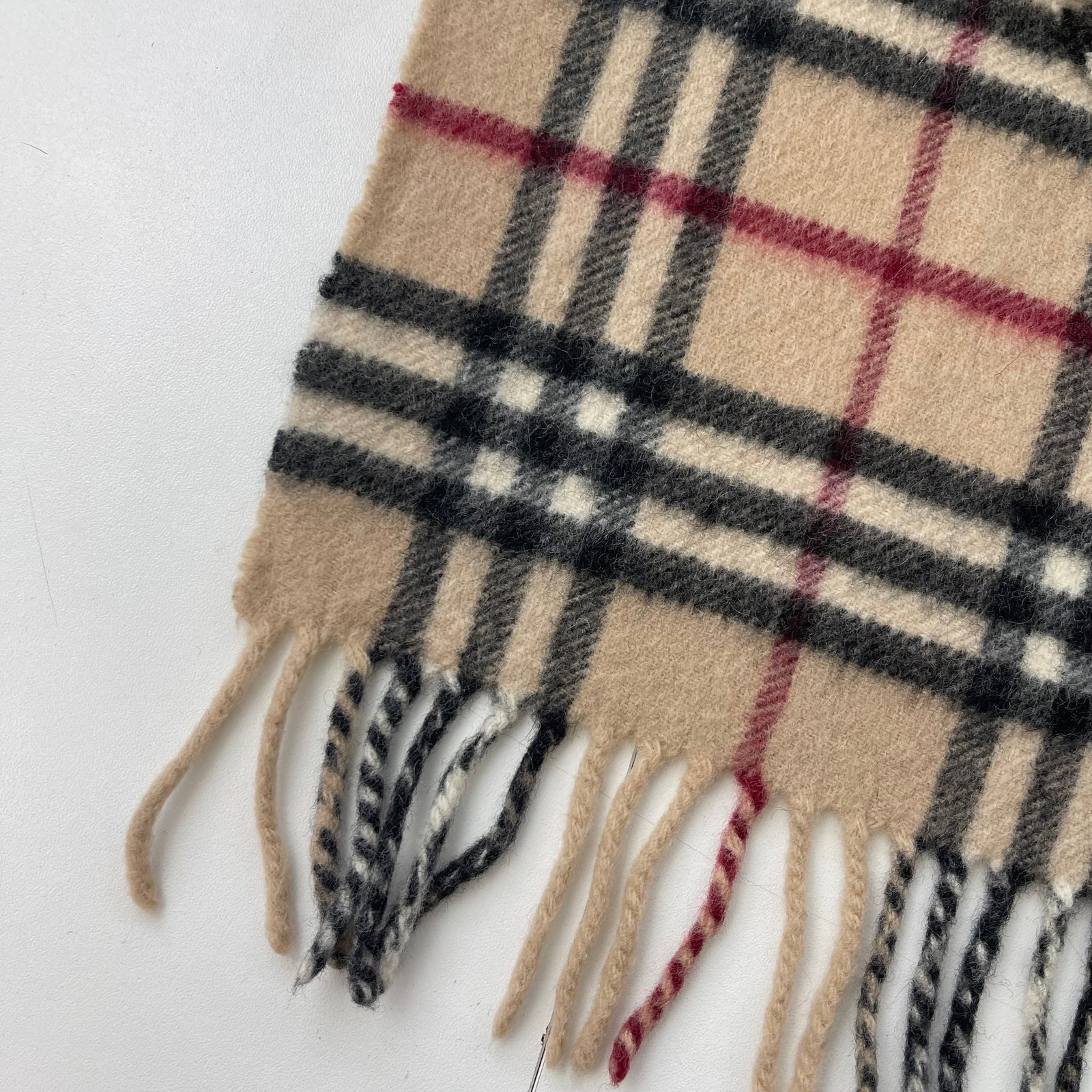 Burberry Beige Plaid 50% Wool 50% Cashmere Scarf - 5